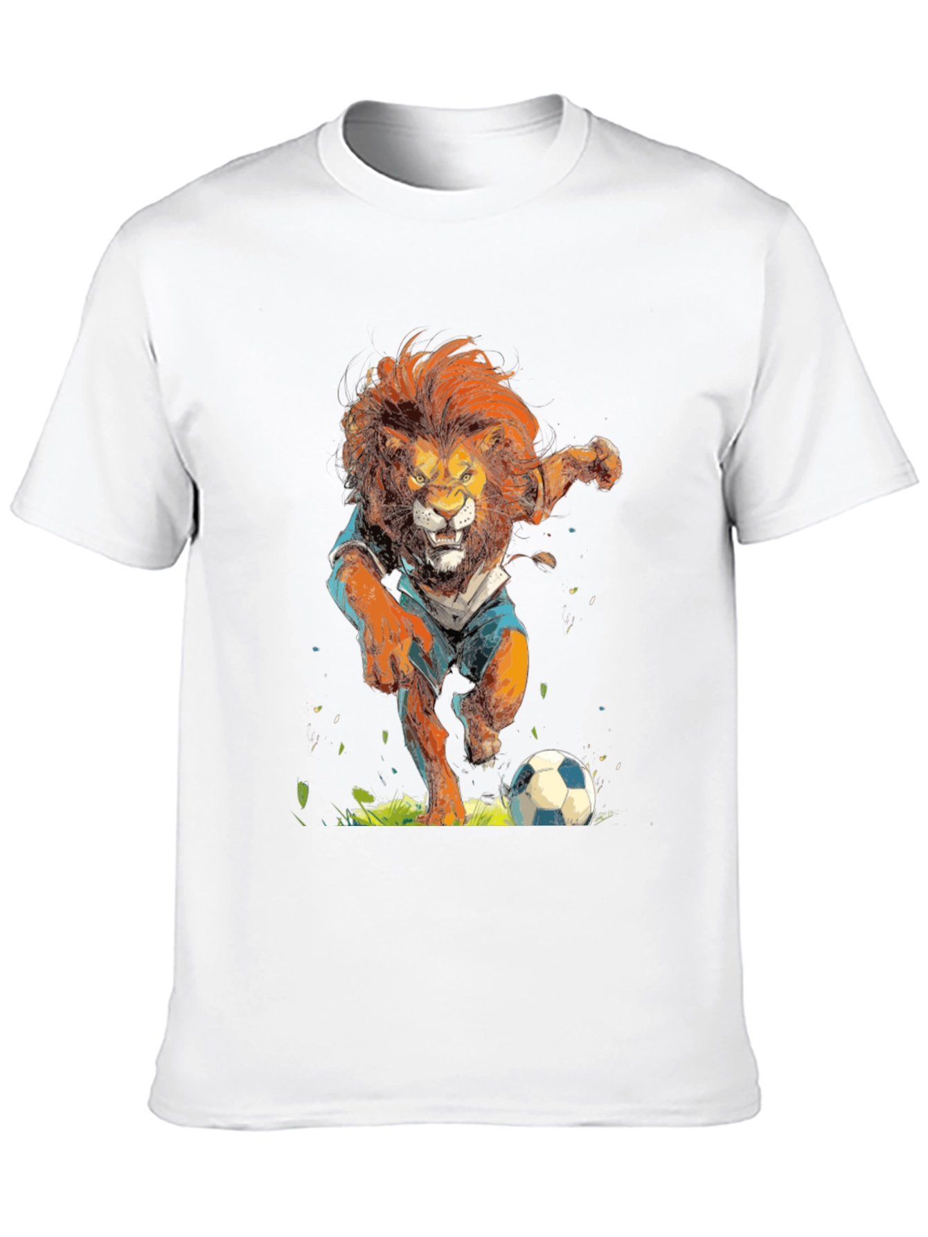 Lion Soccer T-Shirt - Black Graphic Tee