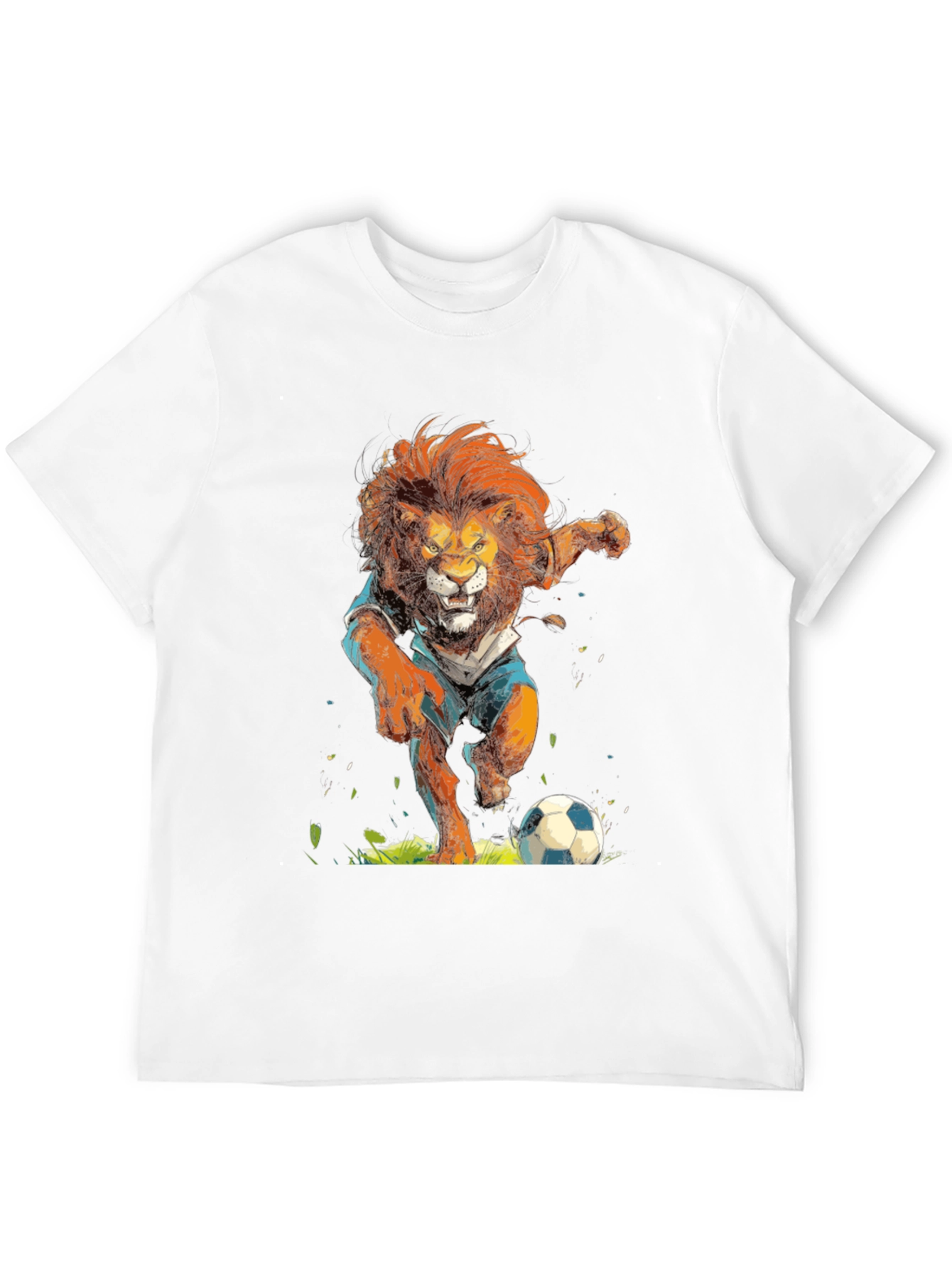 Lion Soccer T-Shirt - Black Graphic Tee