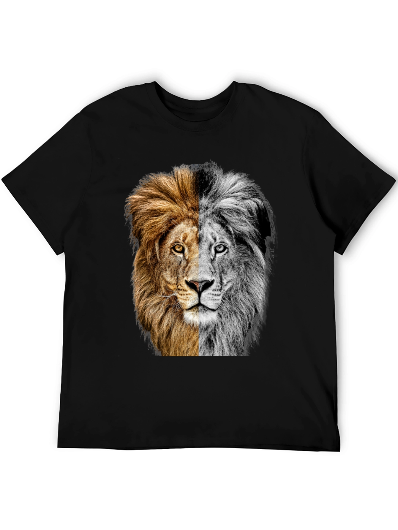 Two-Faced Lion Graphic Tee - Bold Animal Print