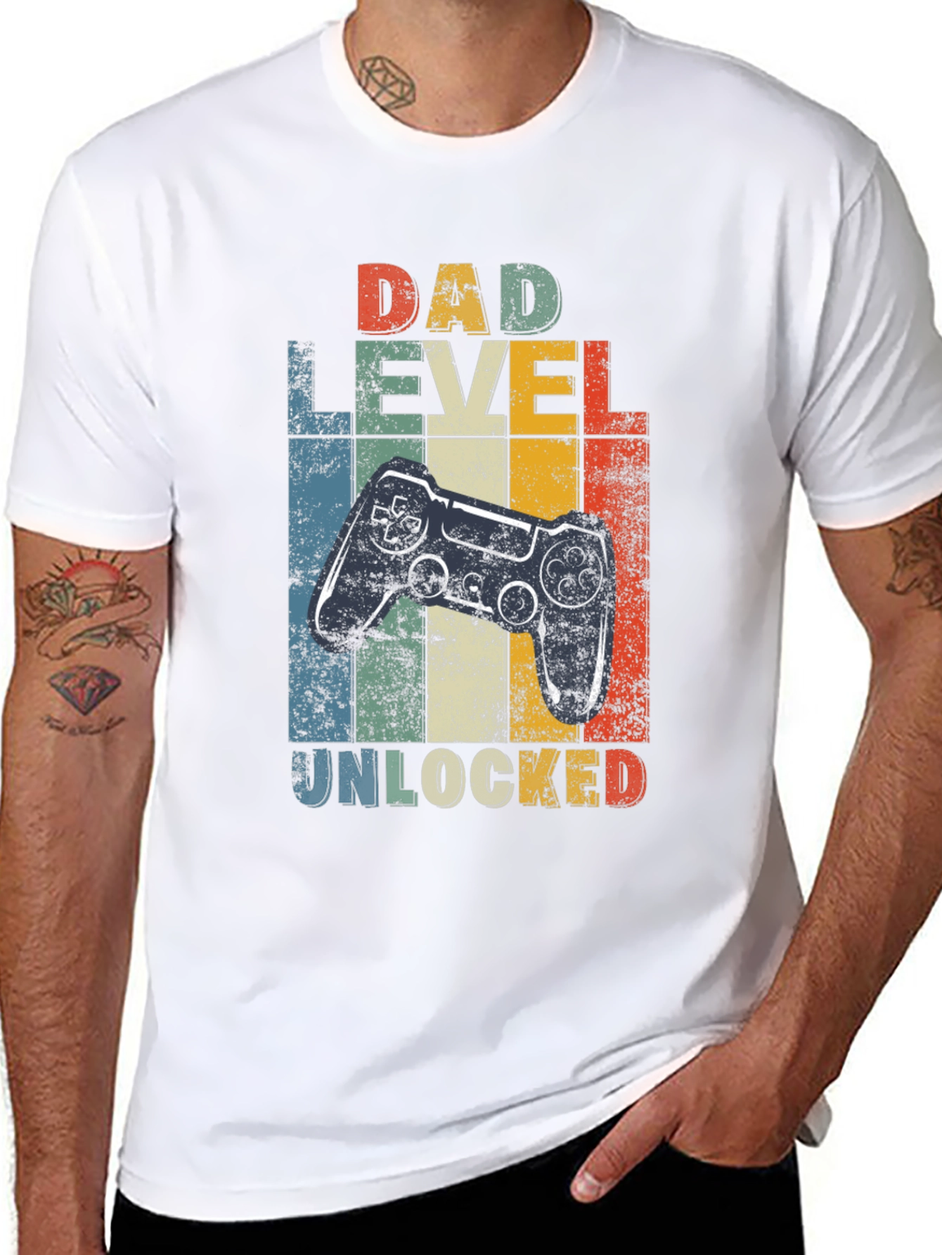 Dad Level Unlocked Graphic Tee - Gamer Dad Shirt