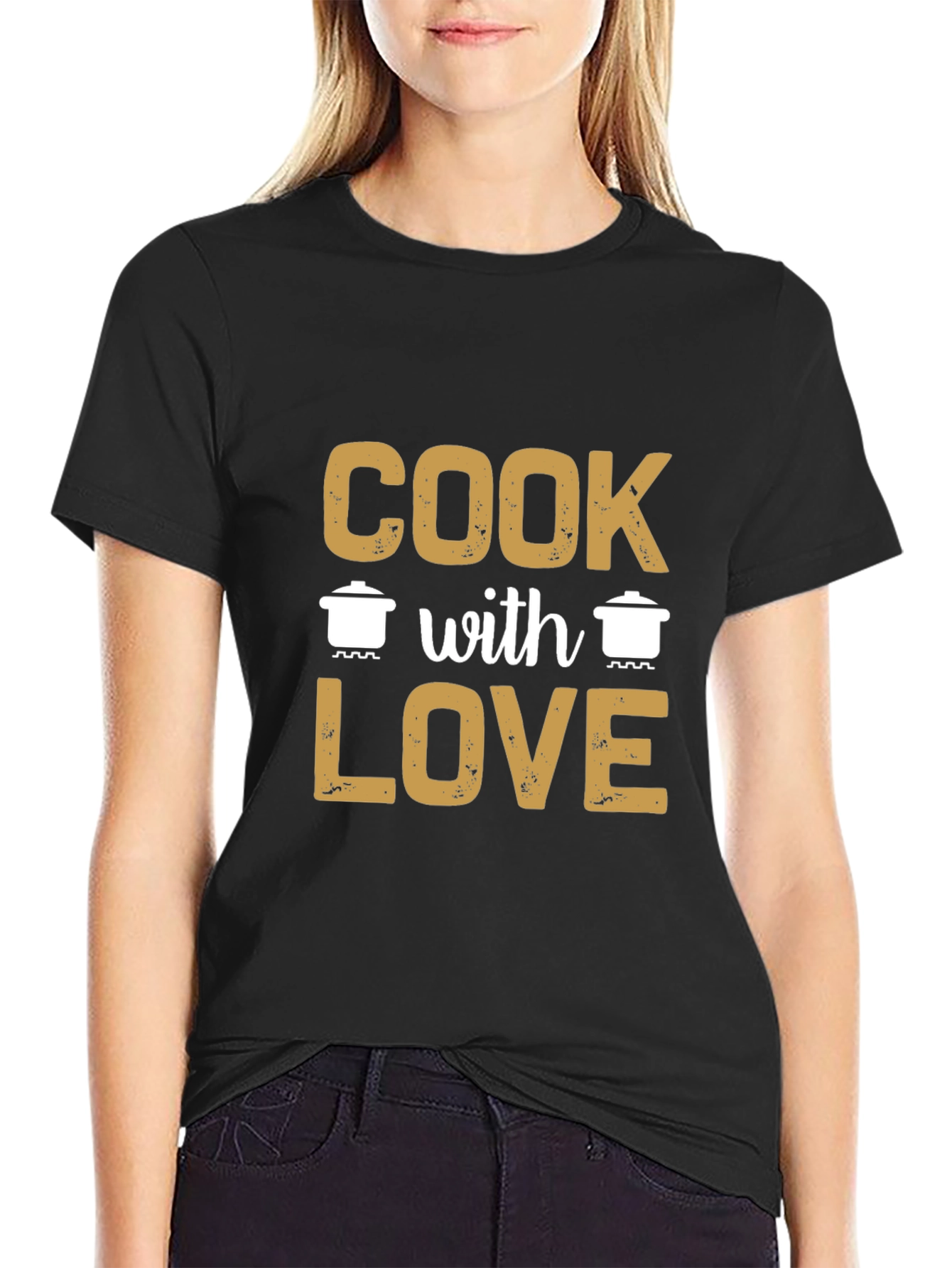 Cook with Love Graphic T-Shirt - Black