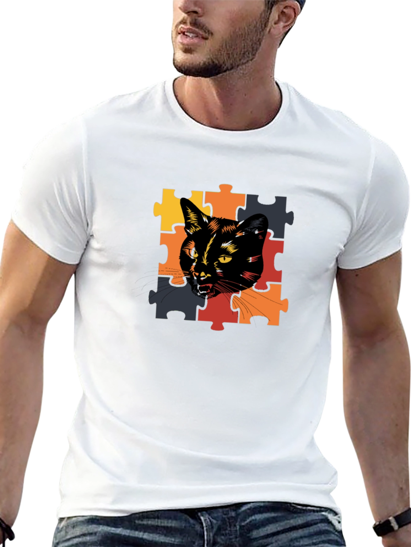 Cat Puzzle Piece T-Shirt - Unique Design