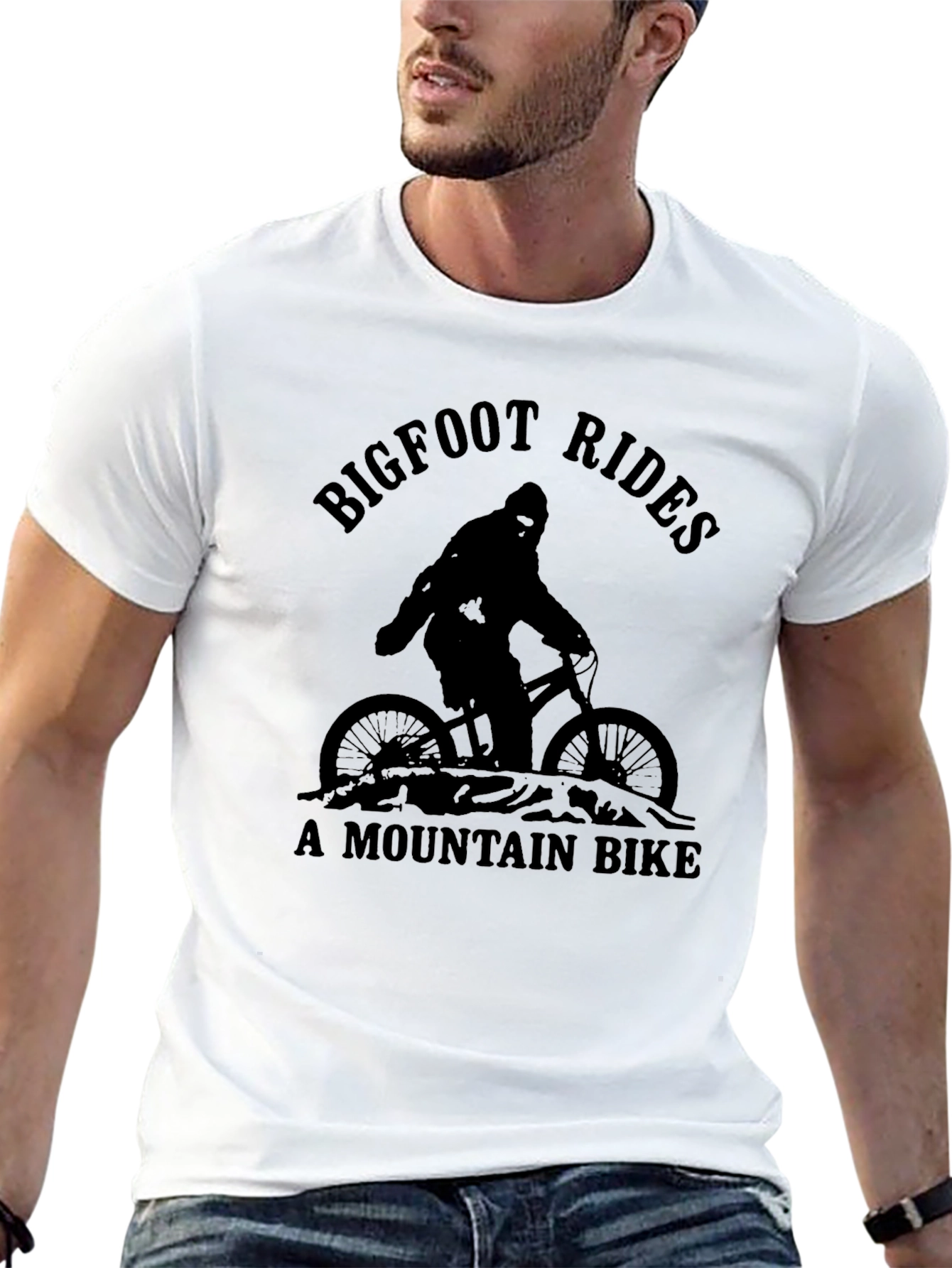 Bigfoot Rides a Mountain Bike Graphic Tee