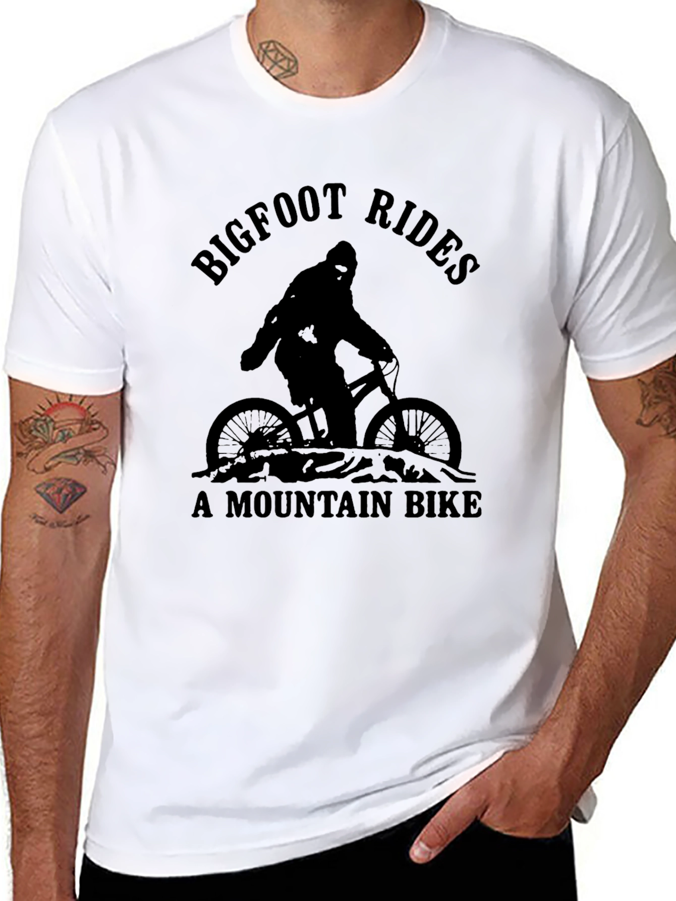 Bigfoot Rides a Mountain Bike Graphic Tee