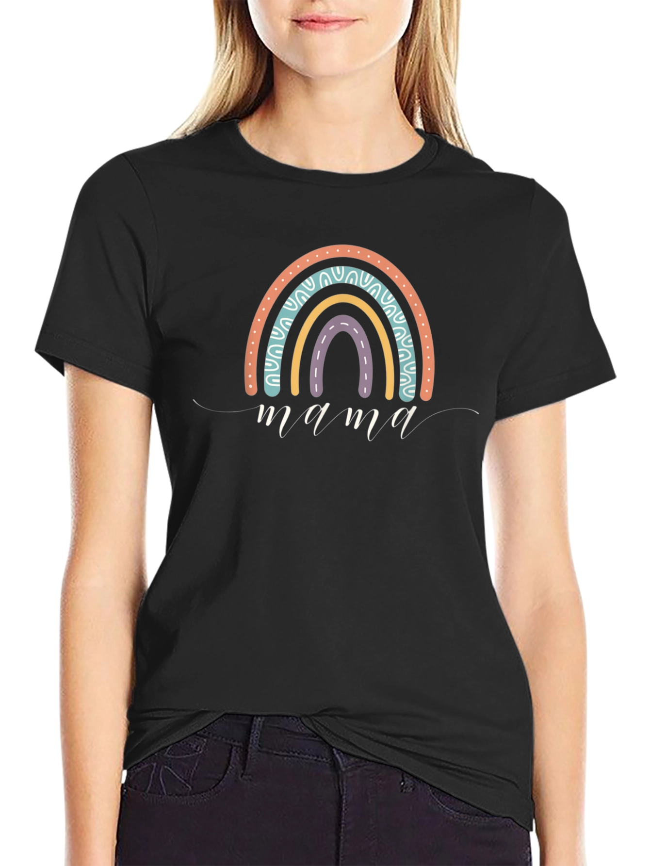 Mama Rainbow Graphic Tee - Trendy Comfort