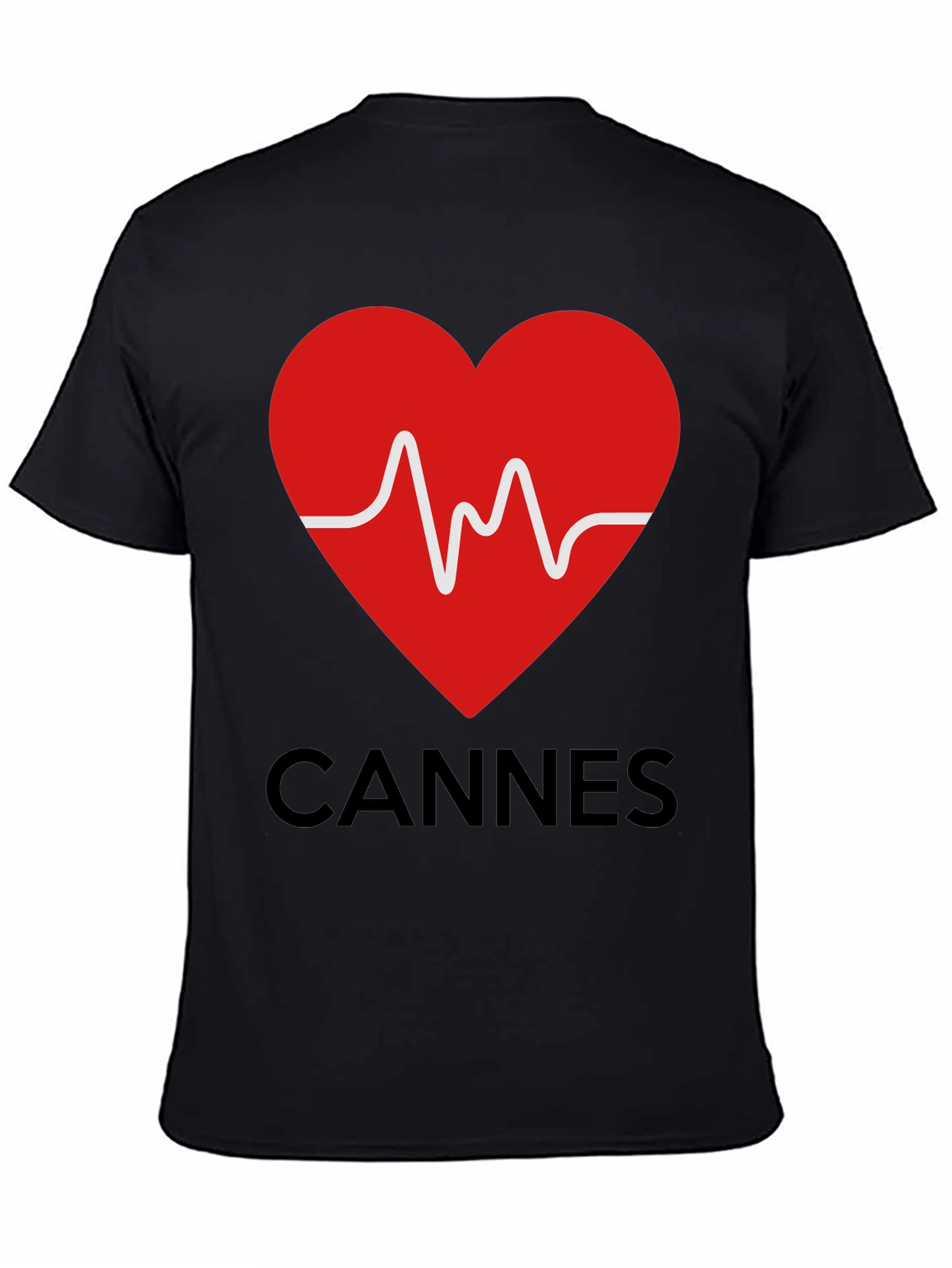 Cannes Heartbeat Graphic Tee - Stylish Black T-Shirt