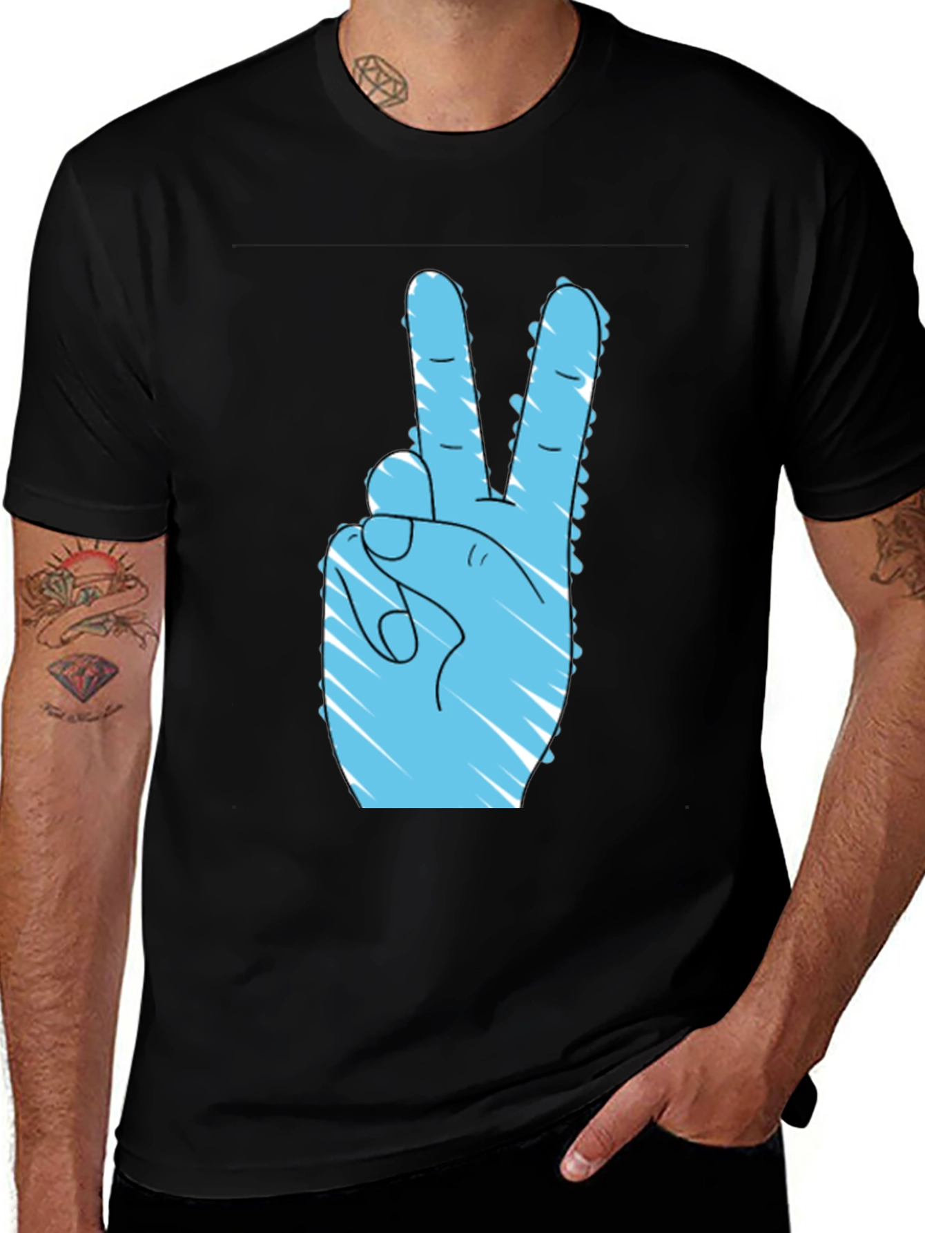 Peace Sign Graphic Black T-Shirt
