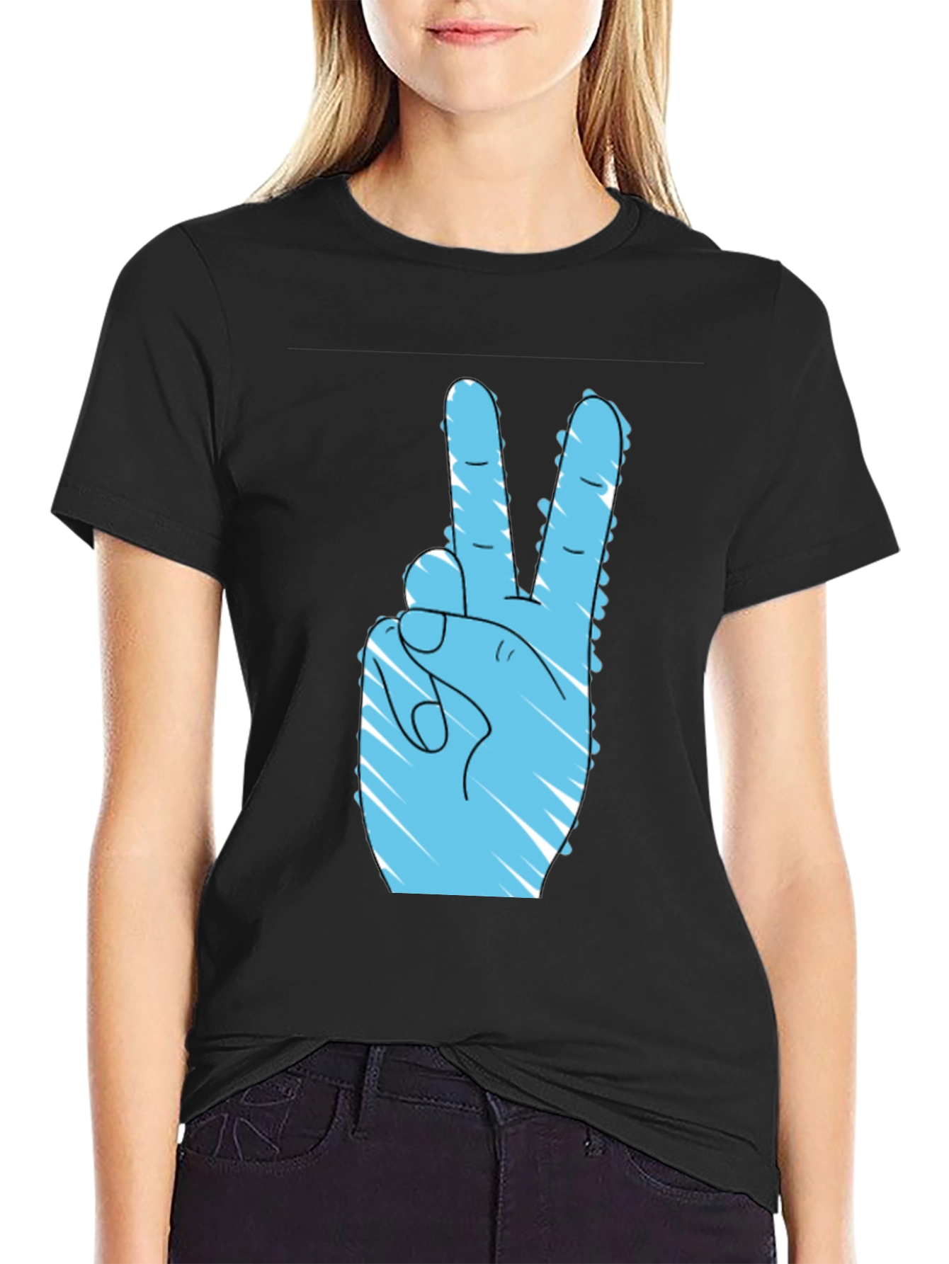 Peace Sign Graphic Black T-Shirt