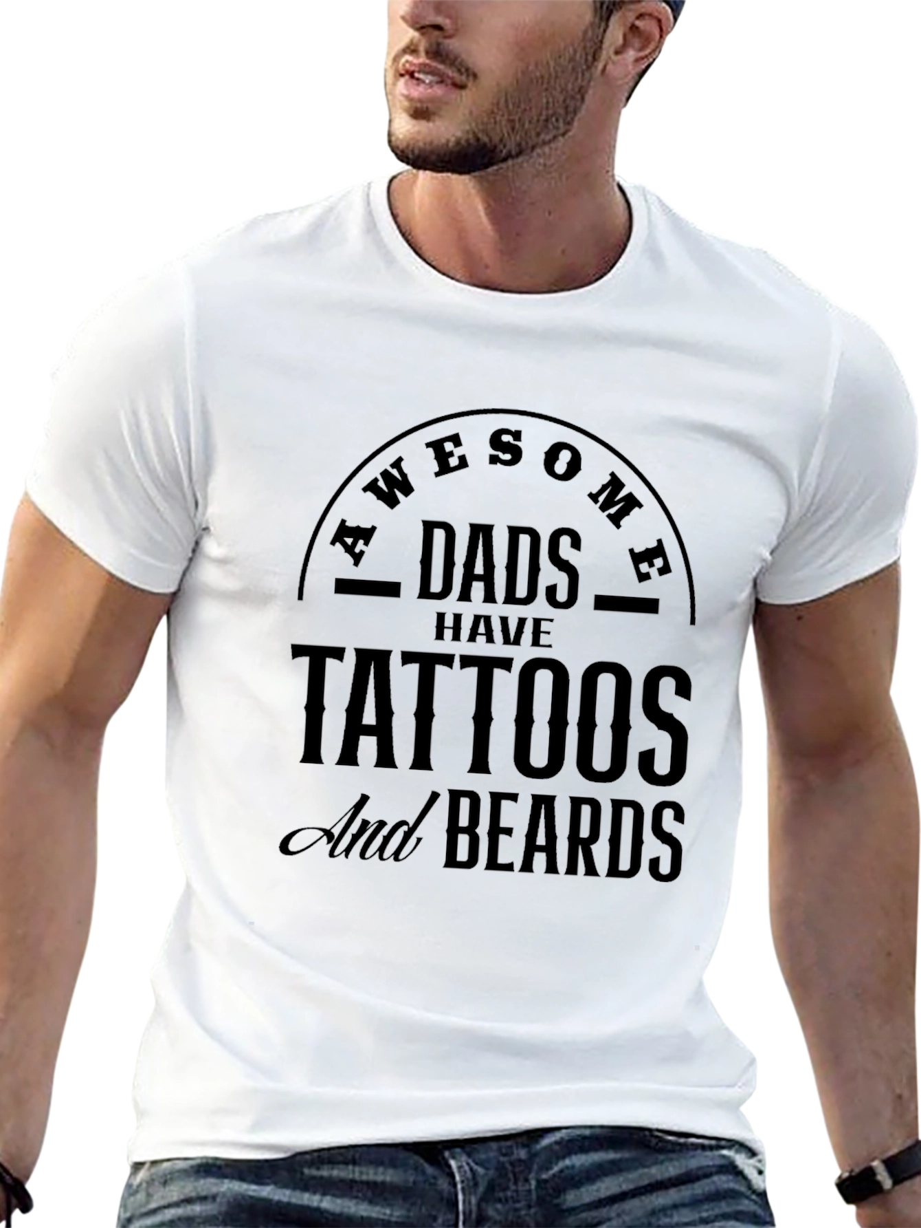 Awesome Dads Tattoos & Beards Black T-Shirt