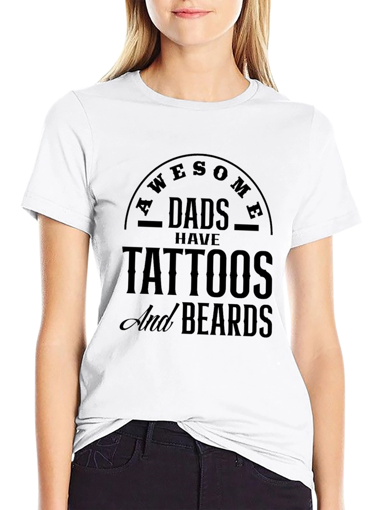 Awesome Dads Tattoos & Beards Black T-Shirt