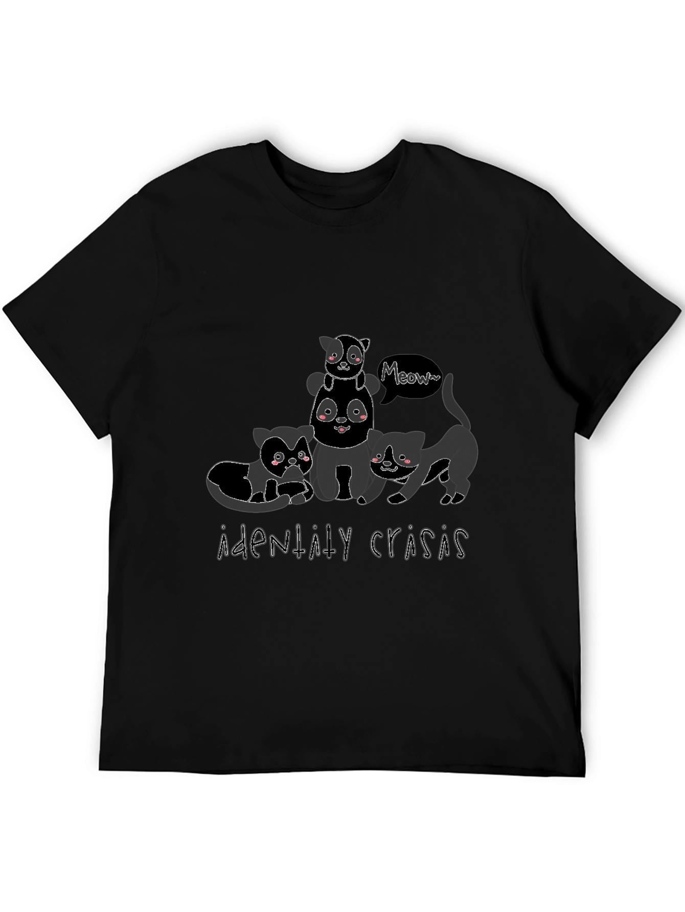 Cute Cat Stack Black Graphic Tee