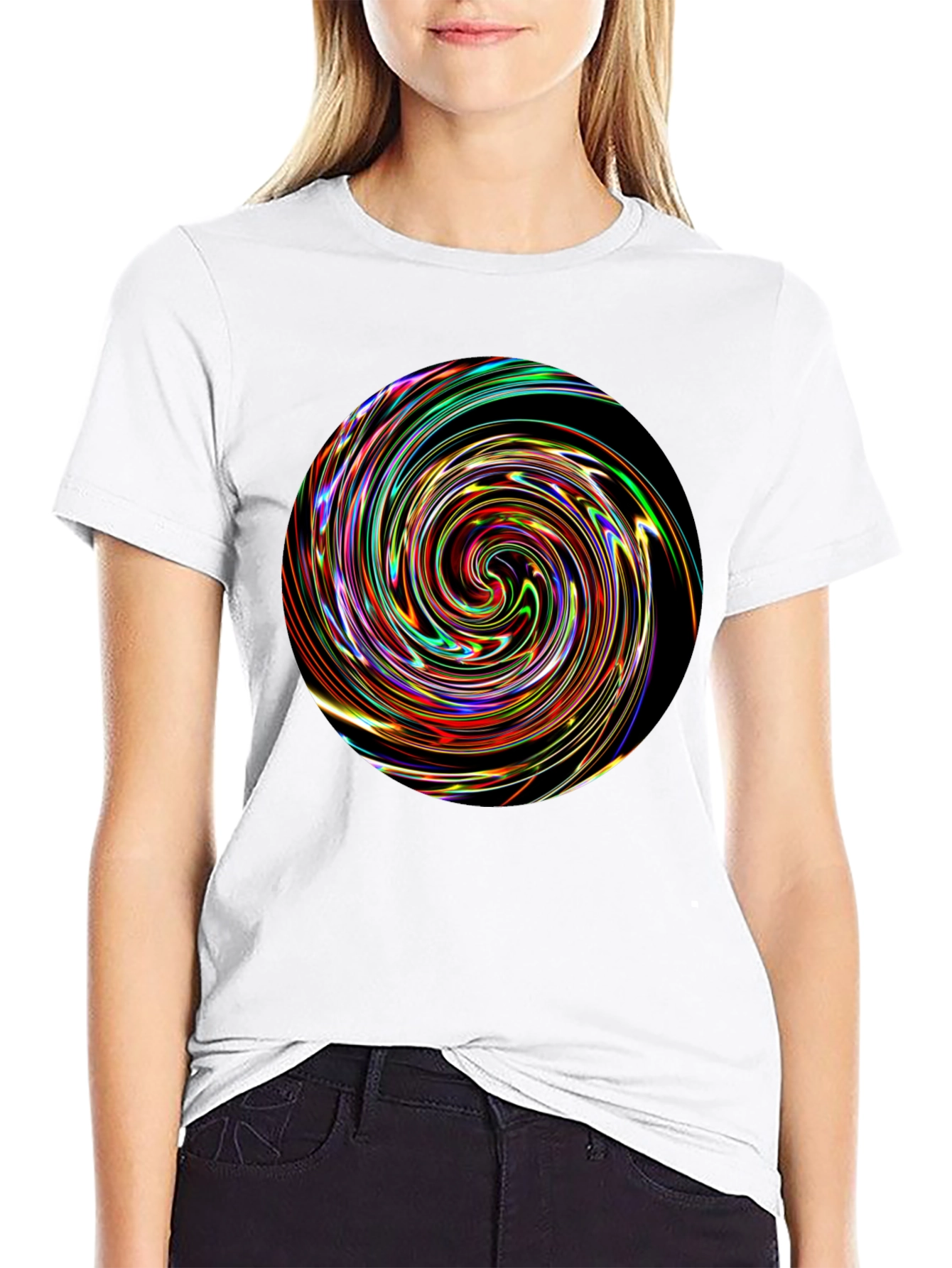 Vortex Swirl Graphic Black T-Shirt