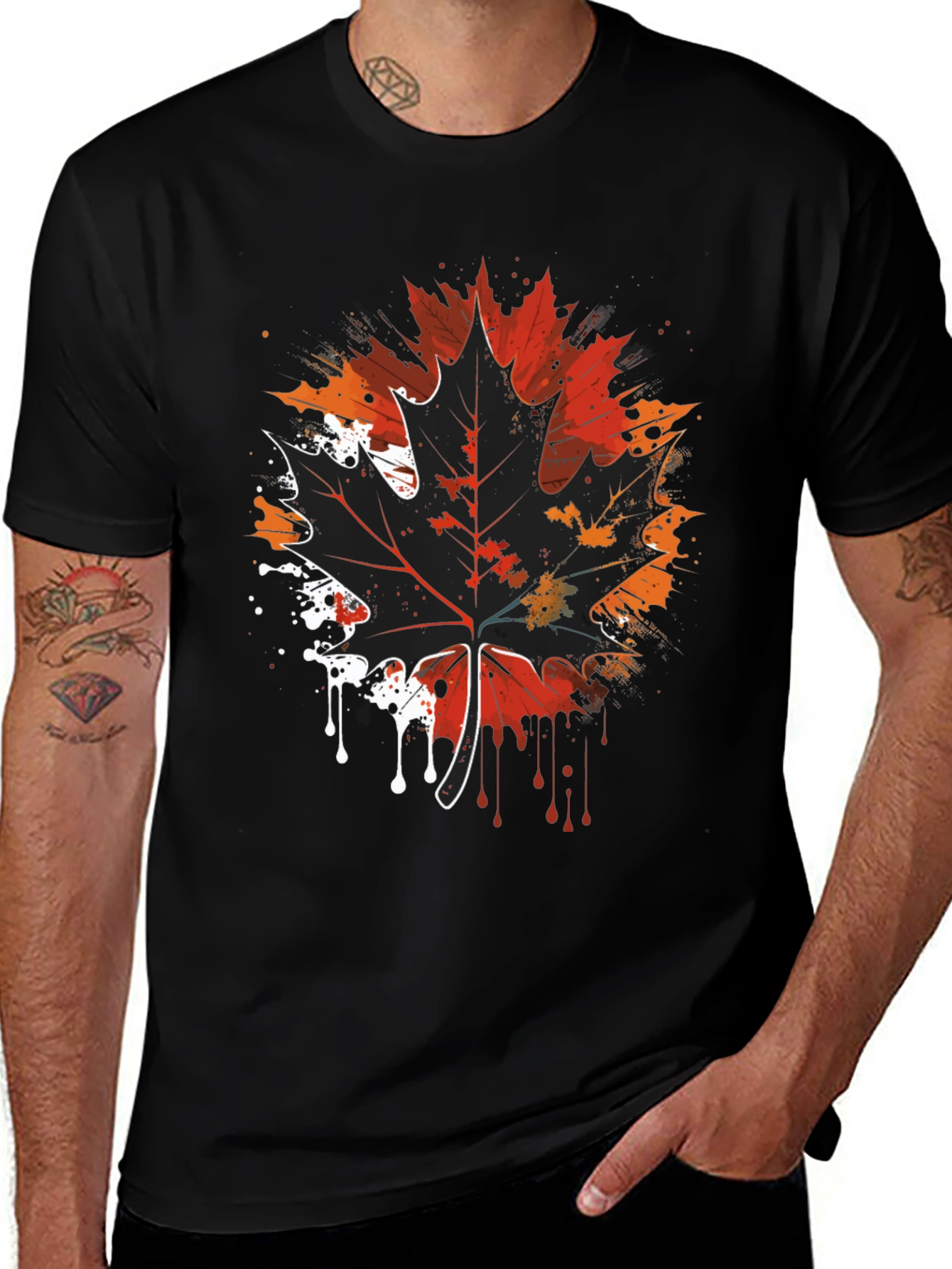 Maple Leaf Graphic Tee - Artistic Fall Design