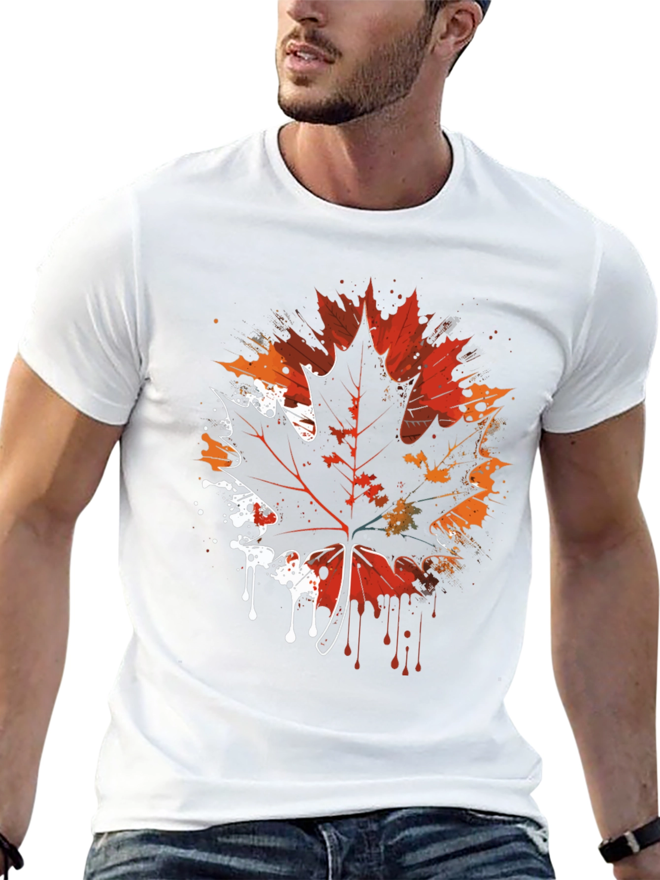 Maple Leaf Graphic Tee - Artistic Fall Design