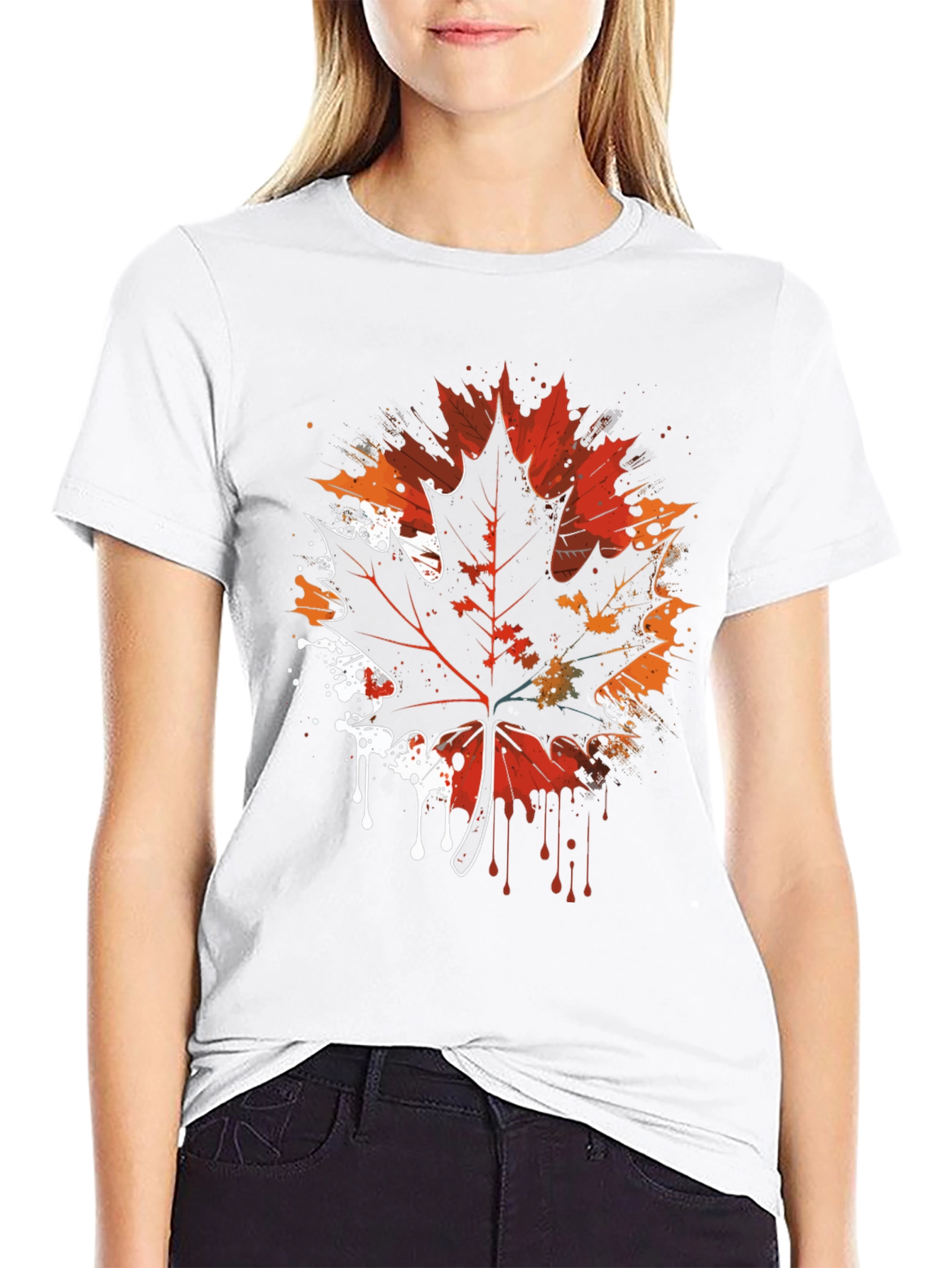 Maple Leaf Graphic Tee - Artistic Fall Design