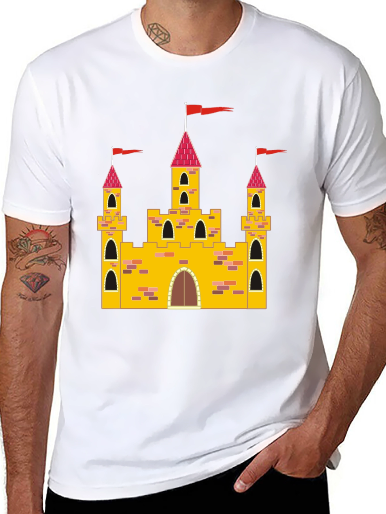 Castle Graphic Tee - Black Cotton T-Shirt