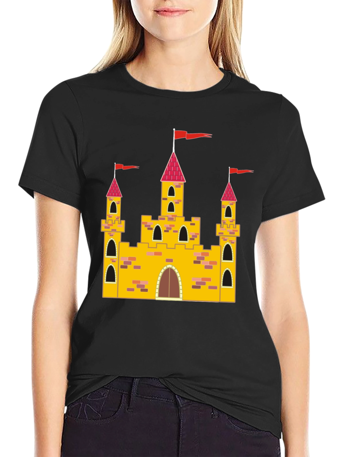 Castle Graphic Tee - Black Cotton T-Shirt