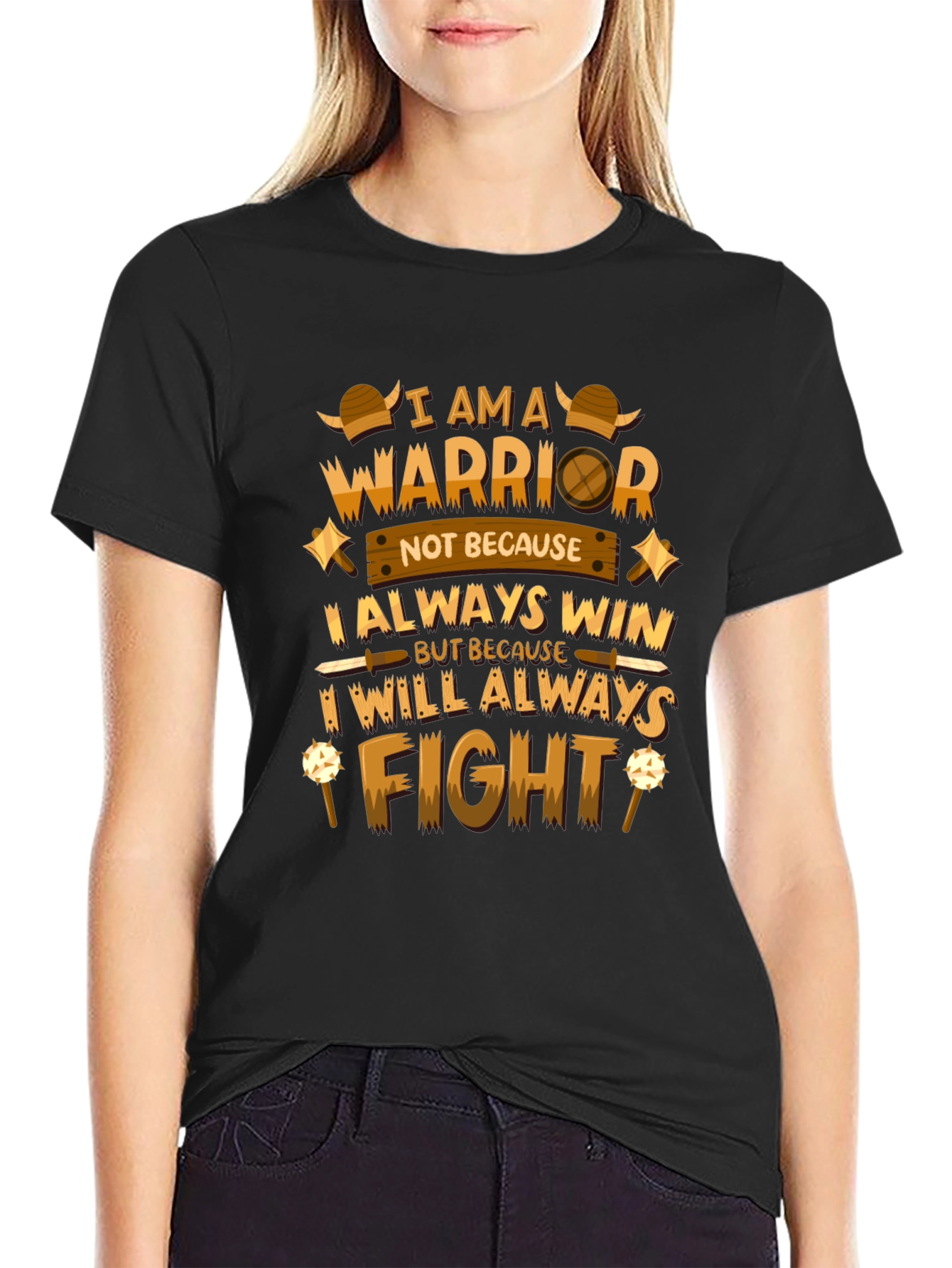 Warrior Quote Graphic Black T-Shirt