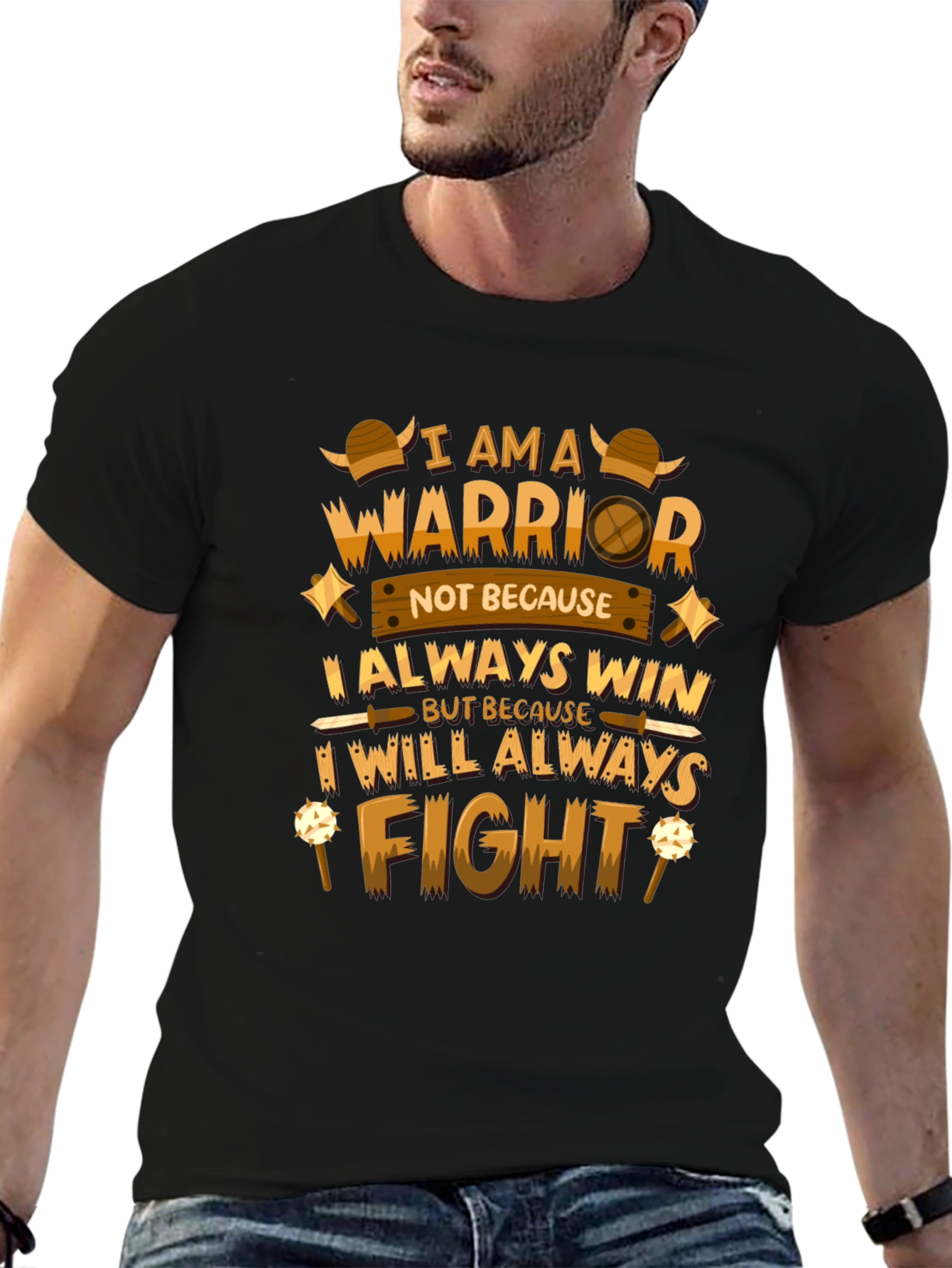 Warrior Quote Graphic Black T-Shirt