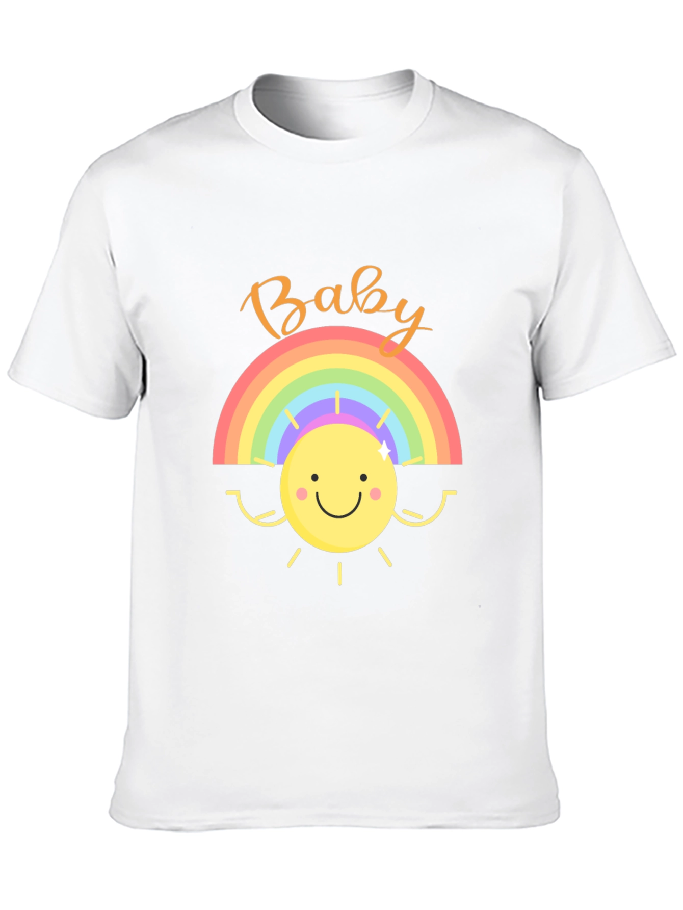 Baby Rainbow Sun Graphic Tee - Black Cotton Shirt