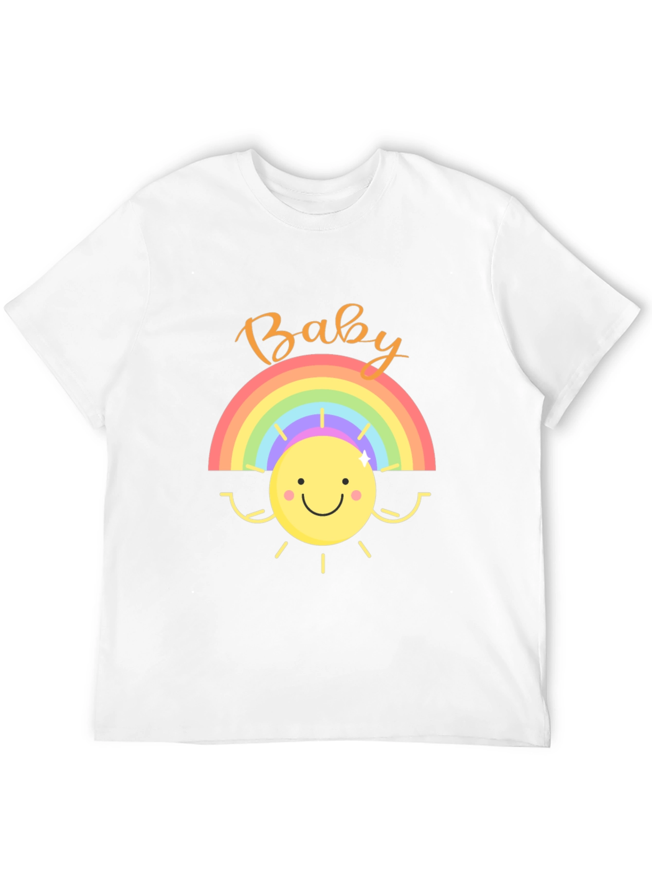 Baby Rainbow Sun Graphic Tee - Black Cotton Shirt