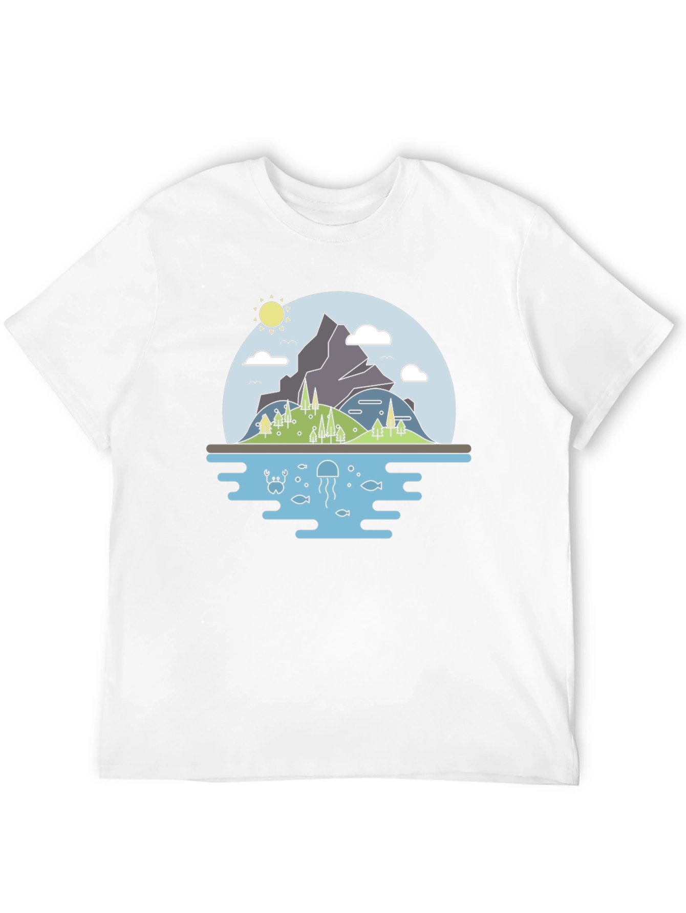 Nature Graphic Tee - Mountain & Sea Black T-Shirt