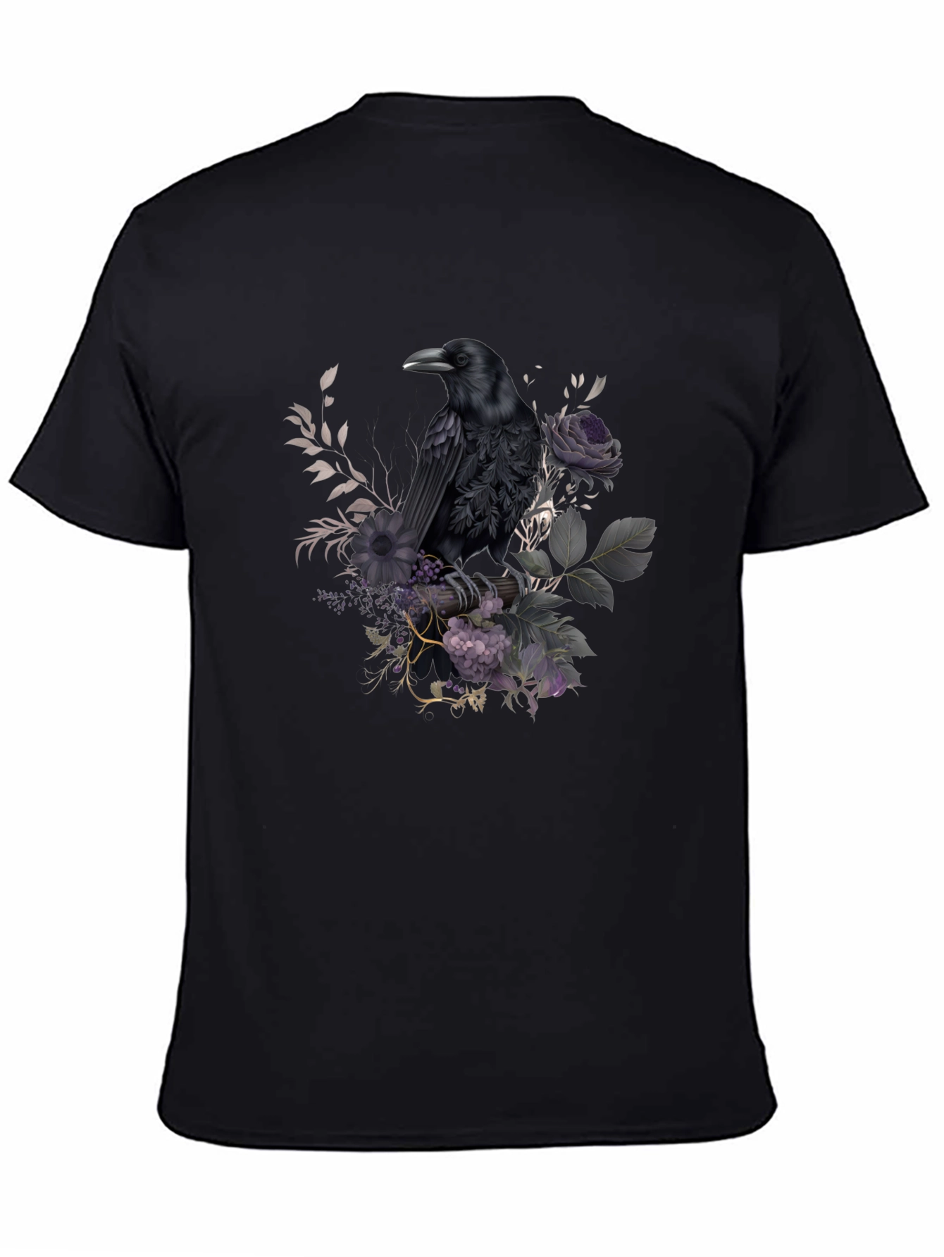 Raven Floral T-Shirt - Dark Gothic Design