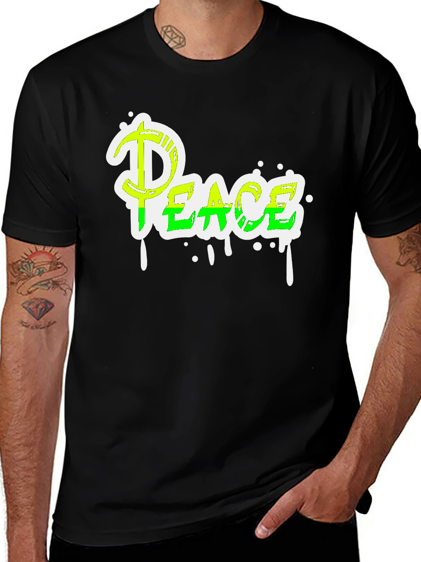 Peace Graphic Tee - Mens Black T-Shirt