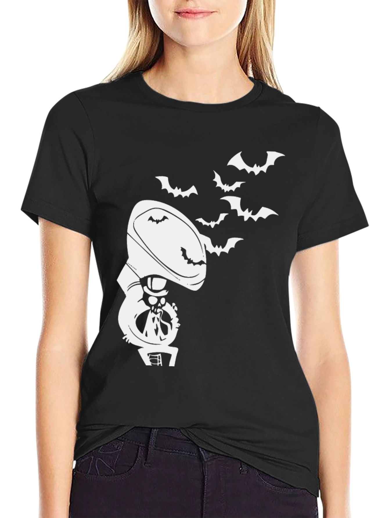 Halloween Phonograph Bat Graphic Tee