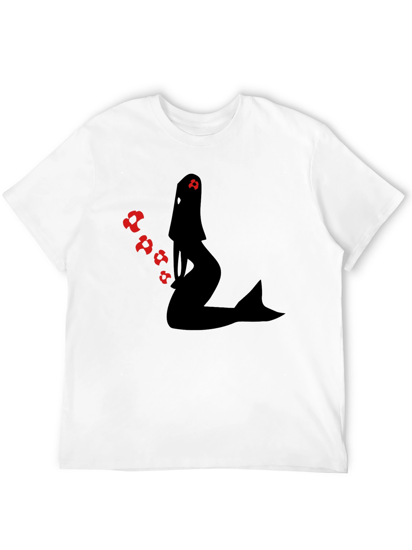 Mermaid Silhouette Graphic Tee - Black Cotton