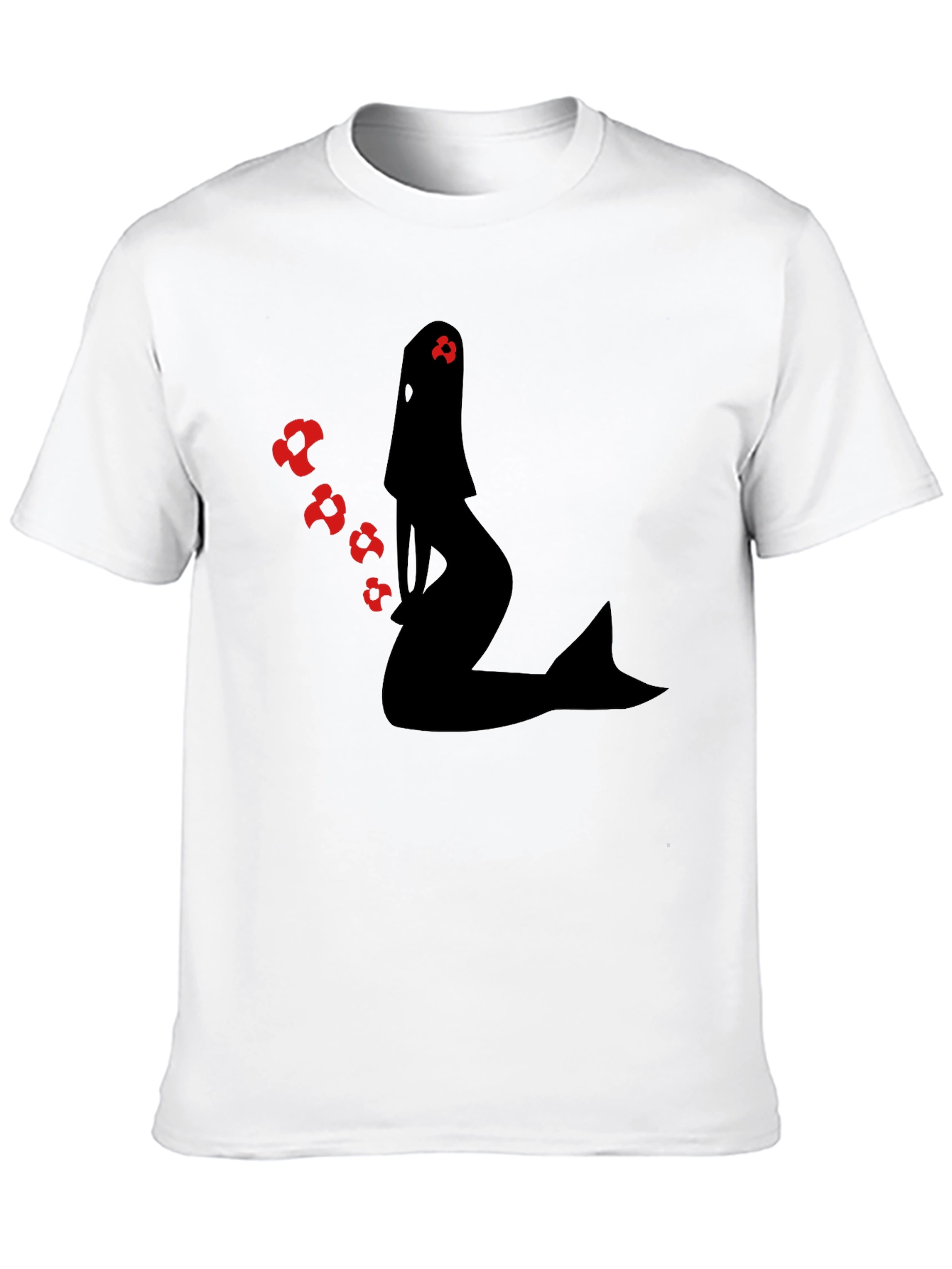 Mermaid Silhouette Graphic Tee - Black Cotton