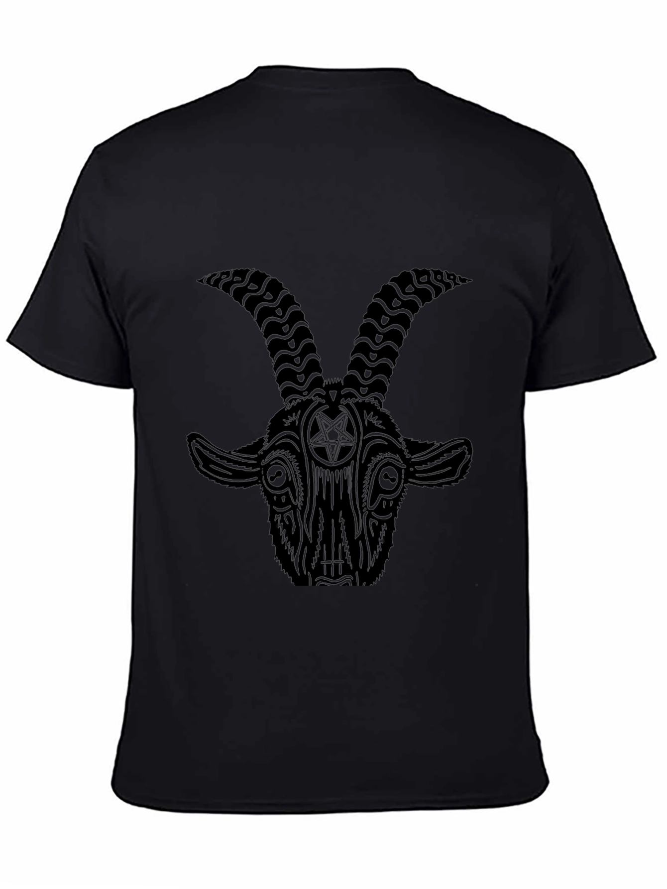Baphomet Goat Head Graphic Print Black T-Shirt