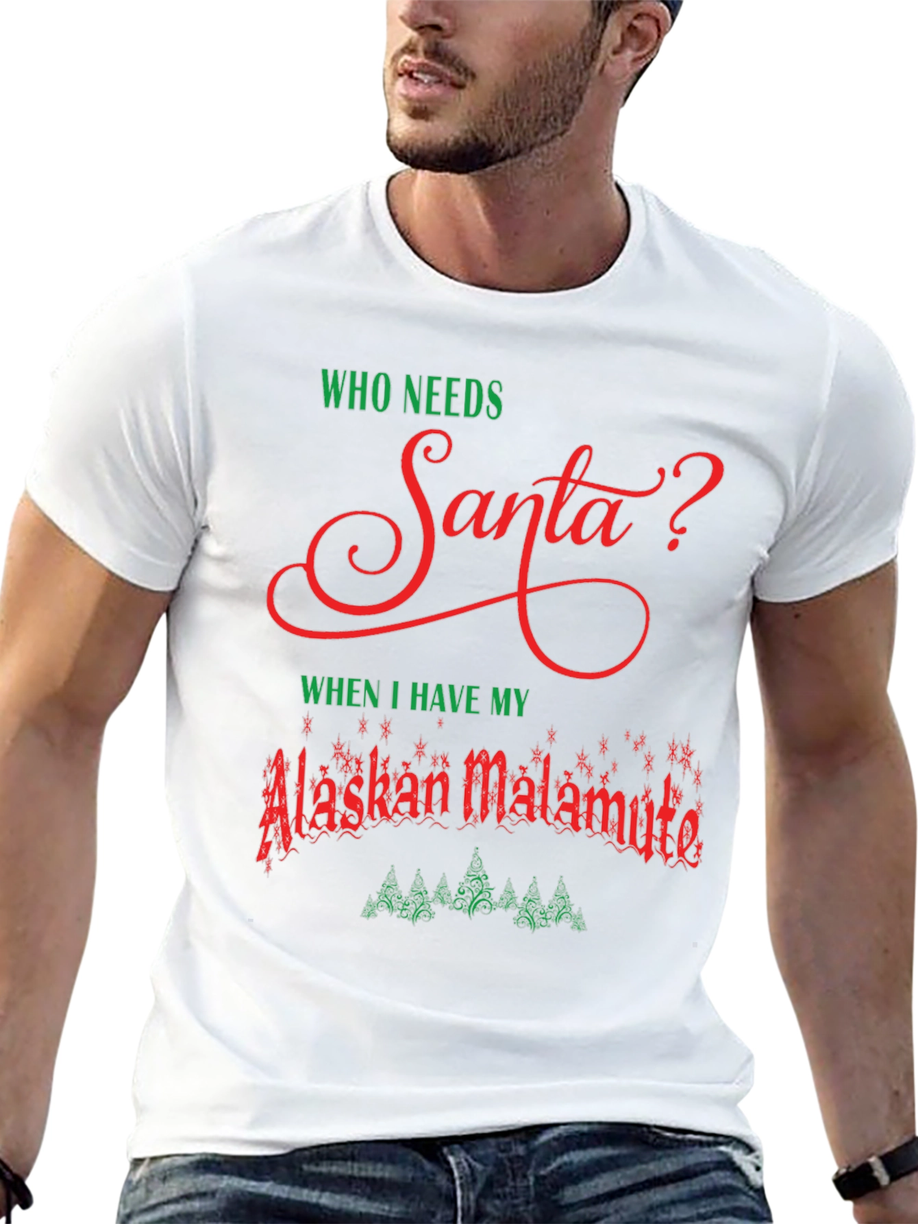 Alaskan Malamute Christmas T-Shirt - Who Needs Santa?