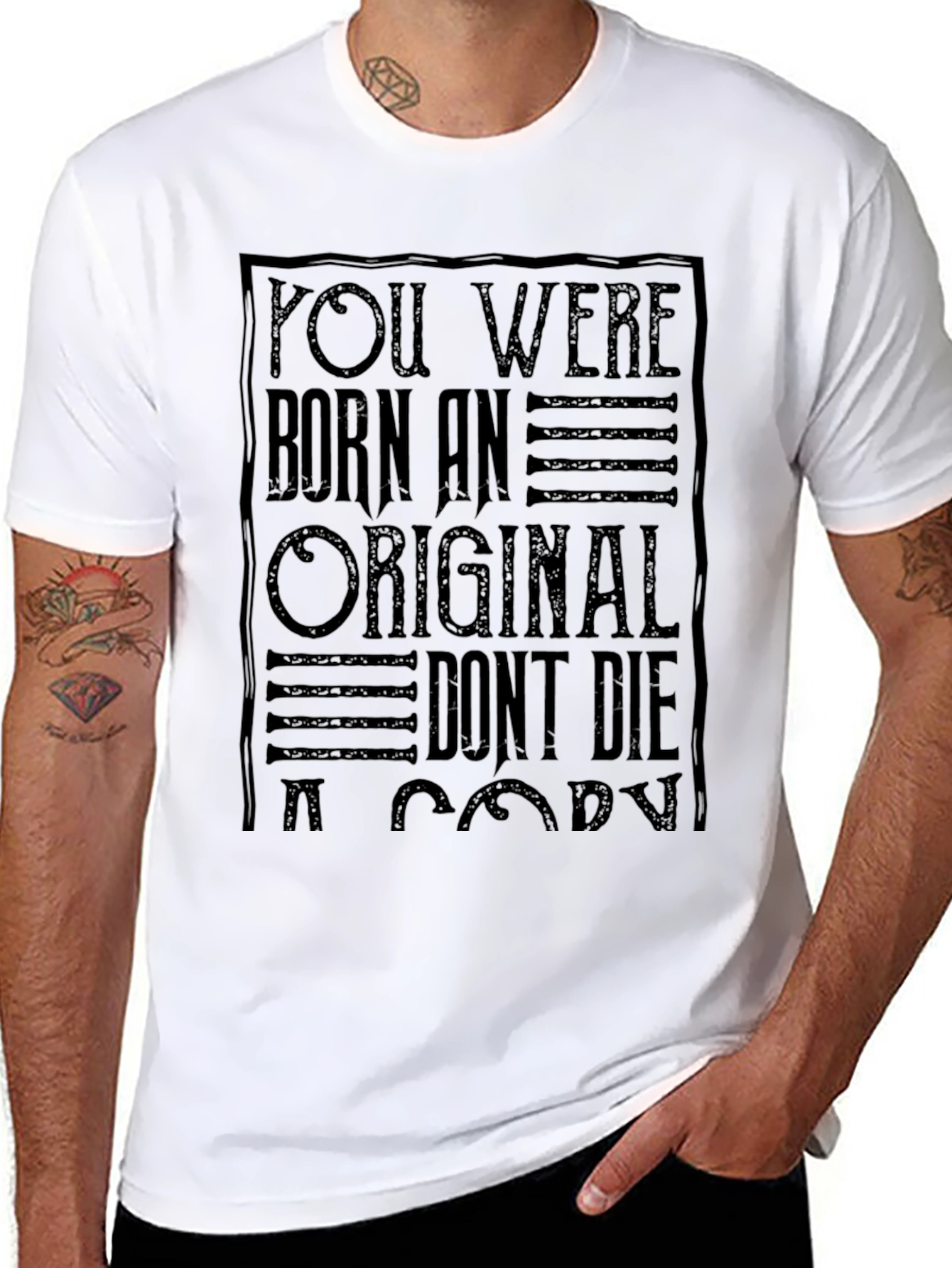 Be Original Black Graphic Tee for Men