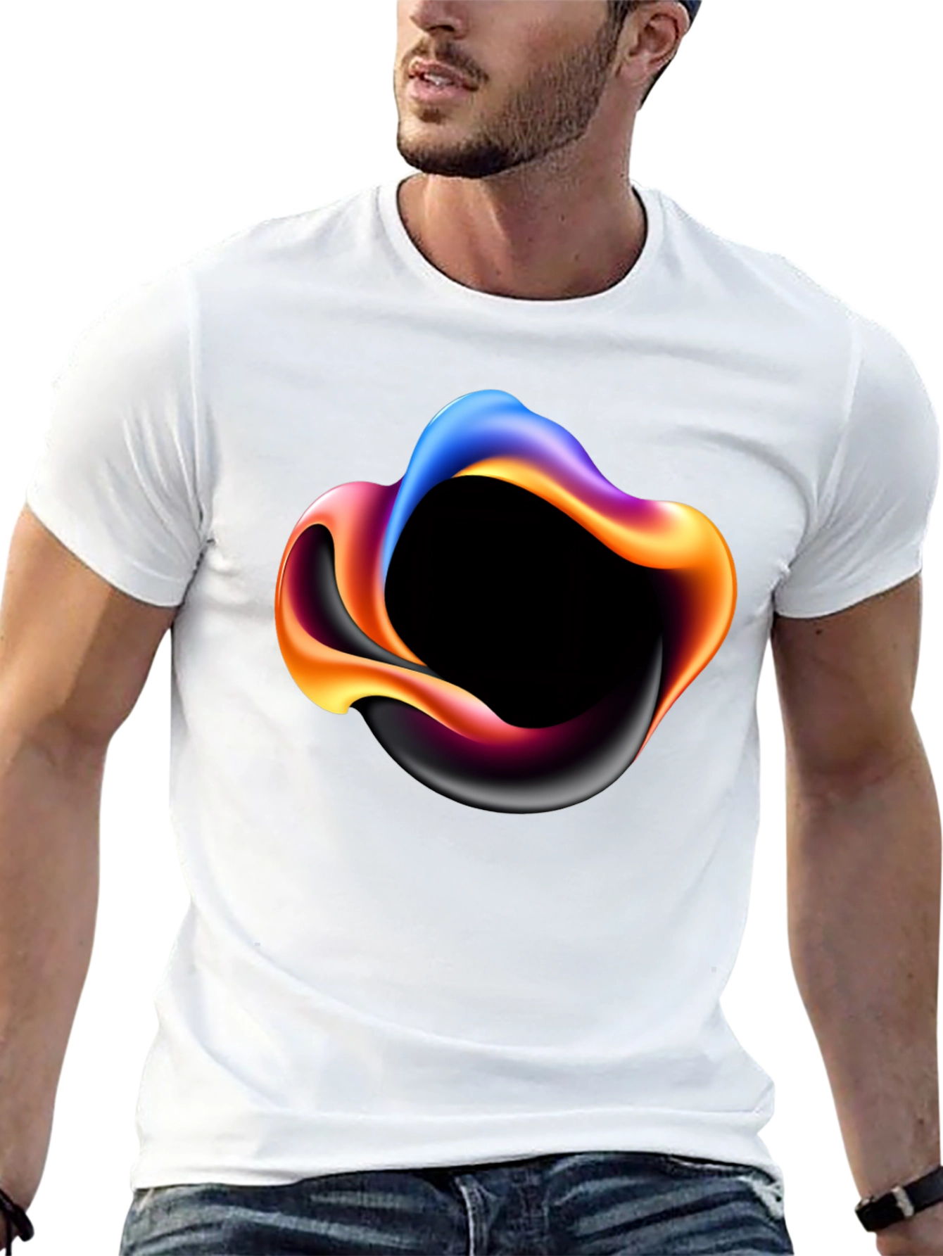 Abstract Swirl Graphic Mens Black T-Shirt