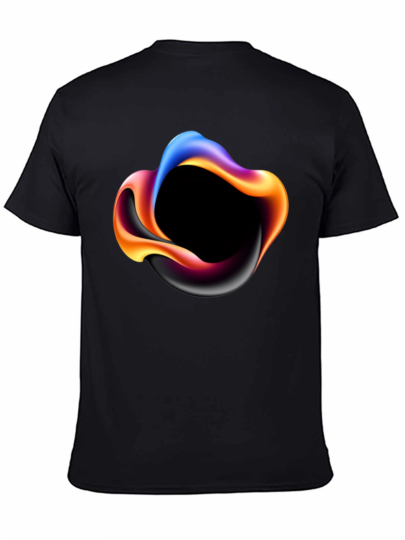 Abstract Swirl Graphic Mens Black T-Shirt