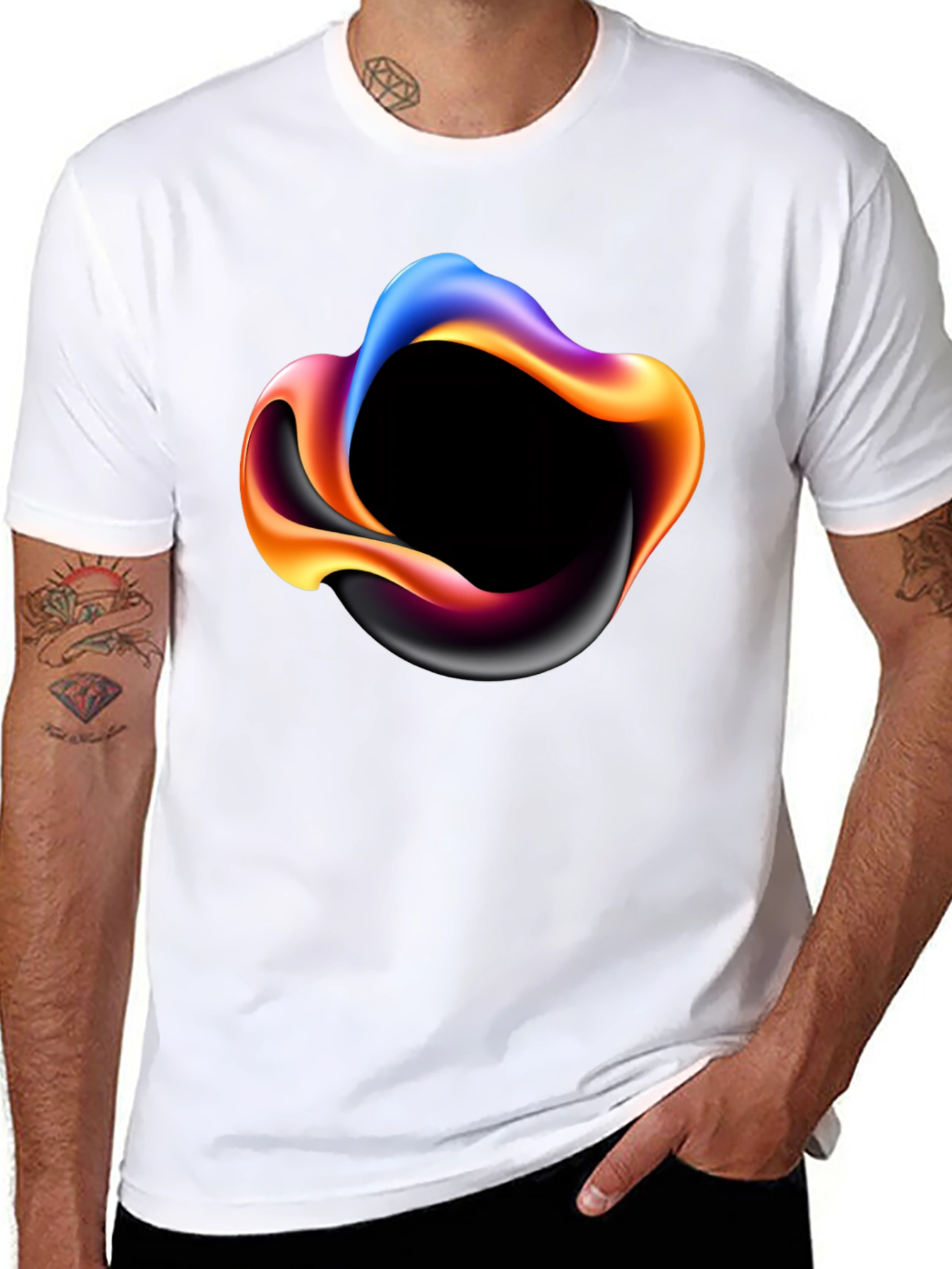 Abstract Swirl Graphic Mens Black T-Shirt