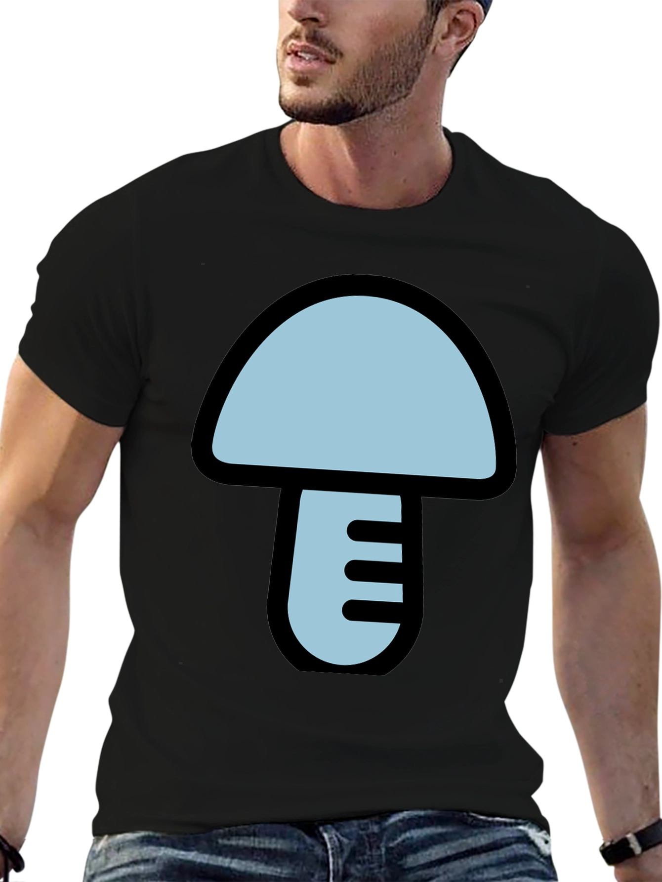 Mushroom Graphic T-Shirt - Black Casual Tee