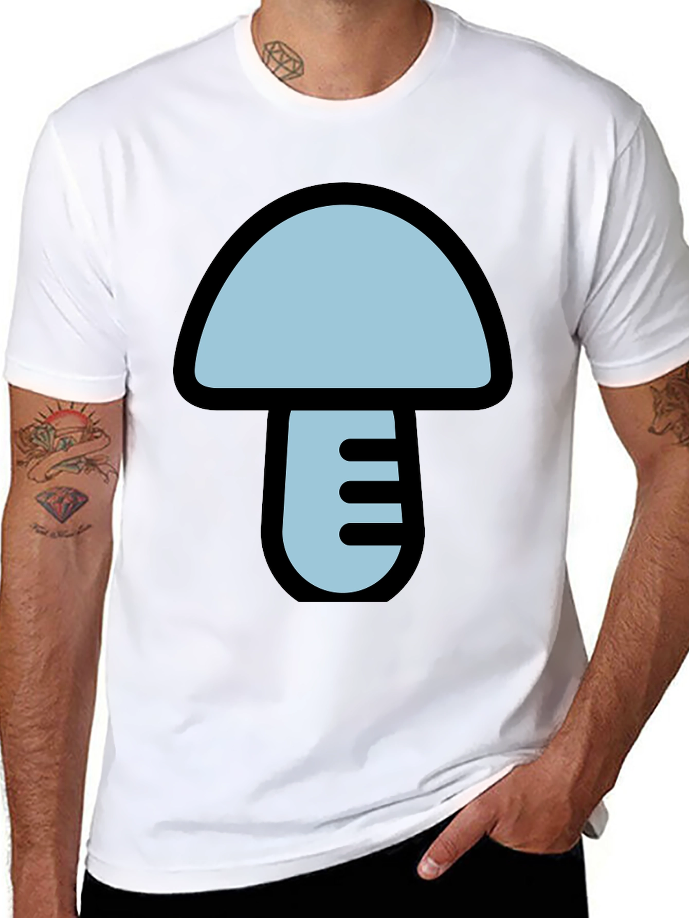 Mushroom Graphic T-Shirt - Black Casual Tee