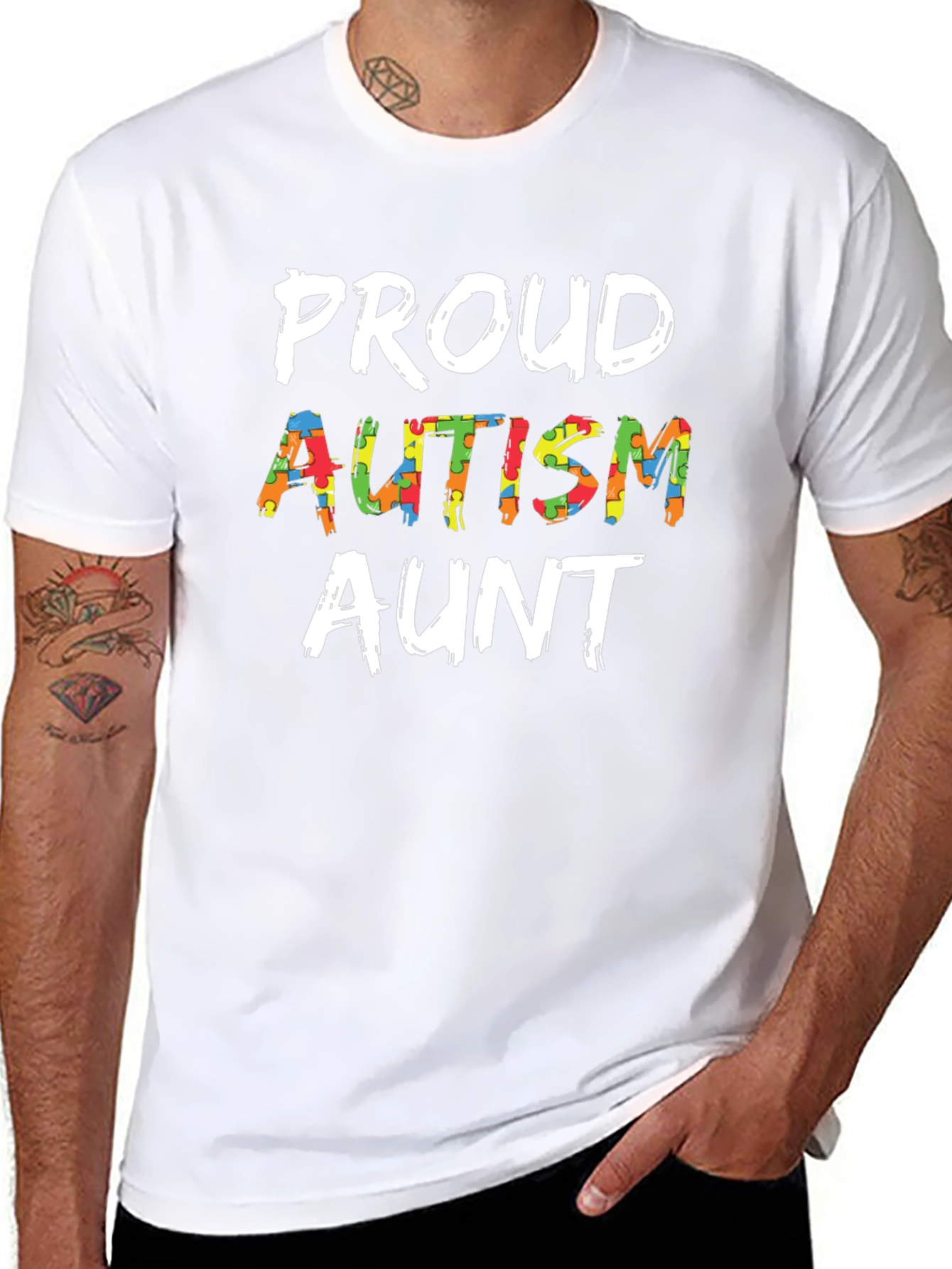 Proud Autism Aunt T-Shirt Support Awareness Tee