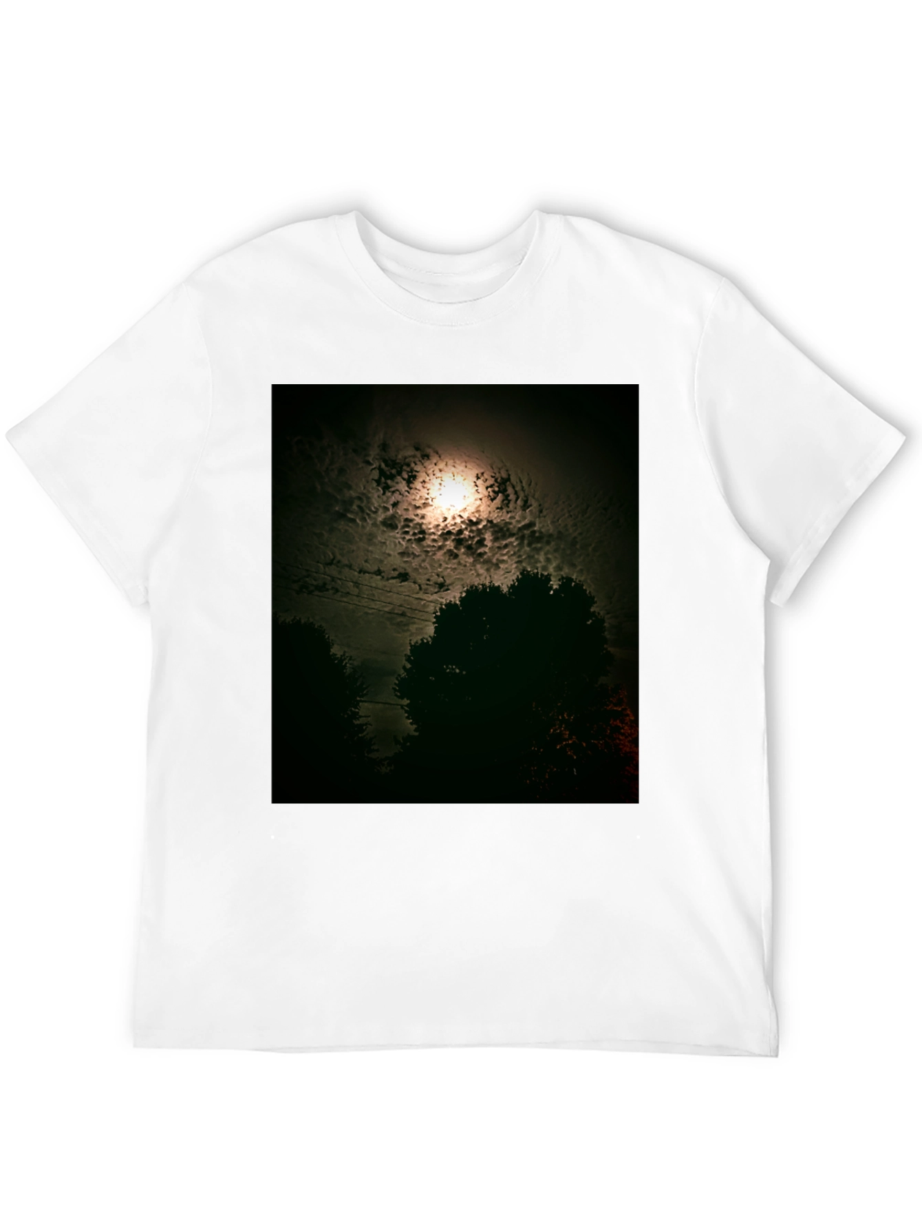 Mens Black T-Shirt - Moonlit Night Graphic Tee