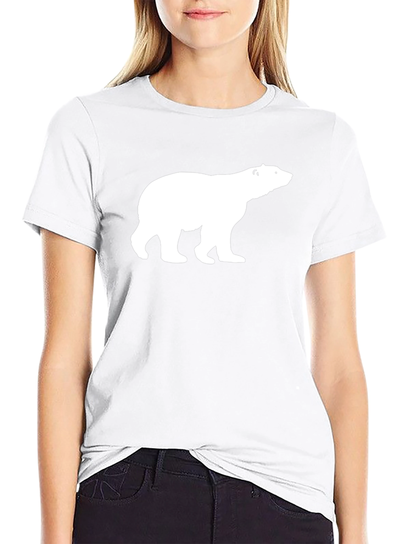 Black T-Shirt with White Polar Bear Graphic