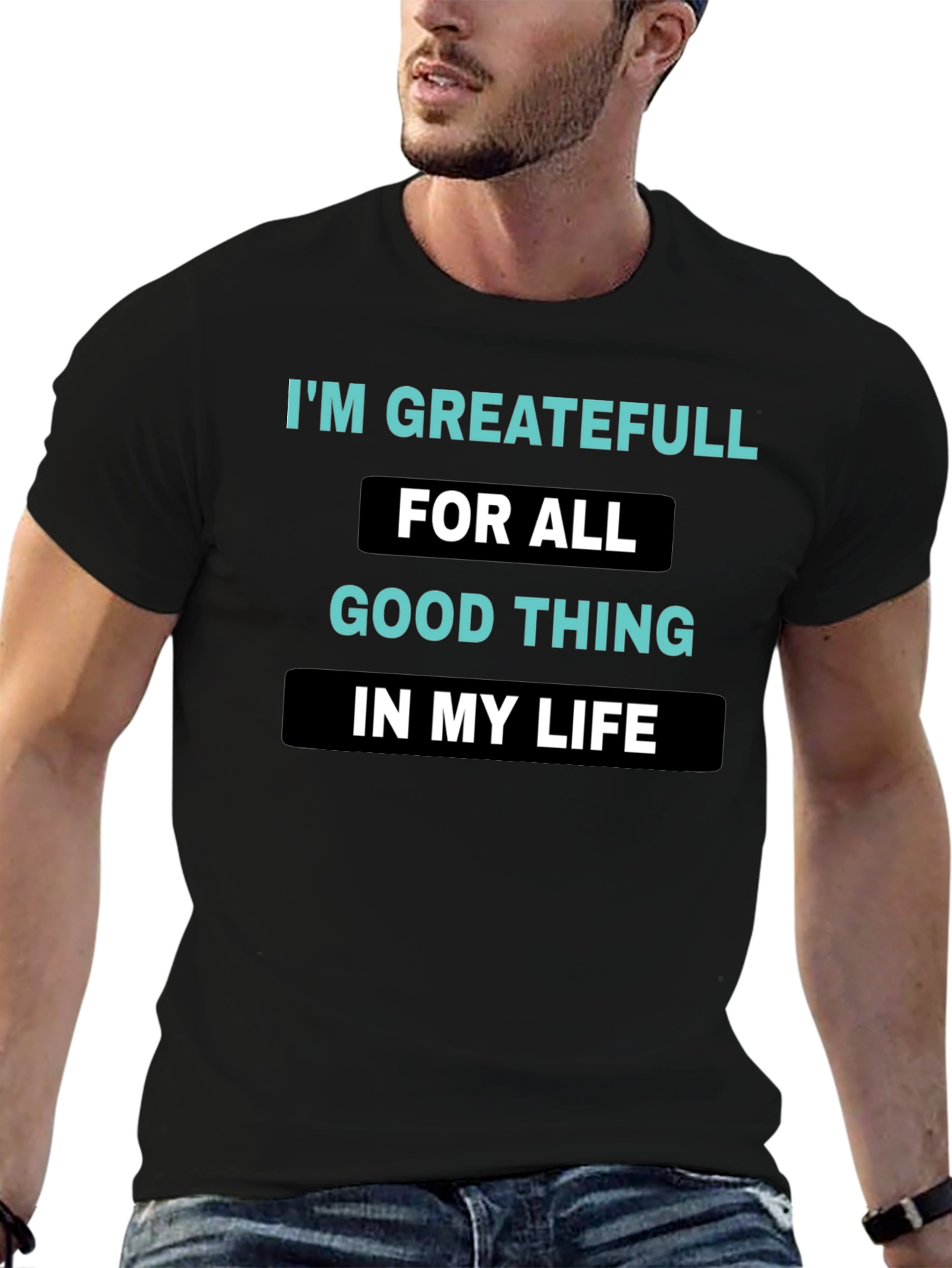 Grateful Life Black T-Shirt - Positive Vibes