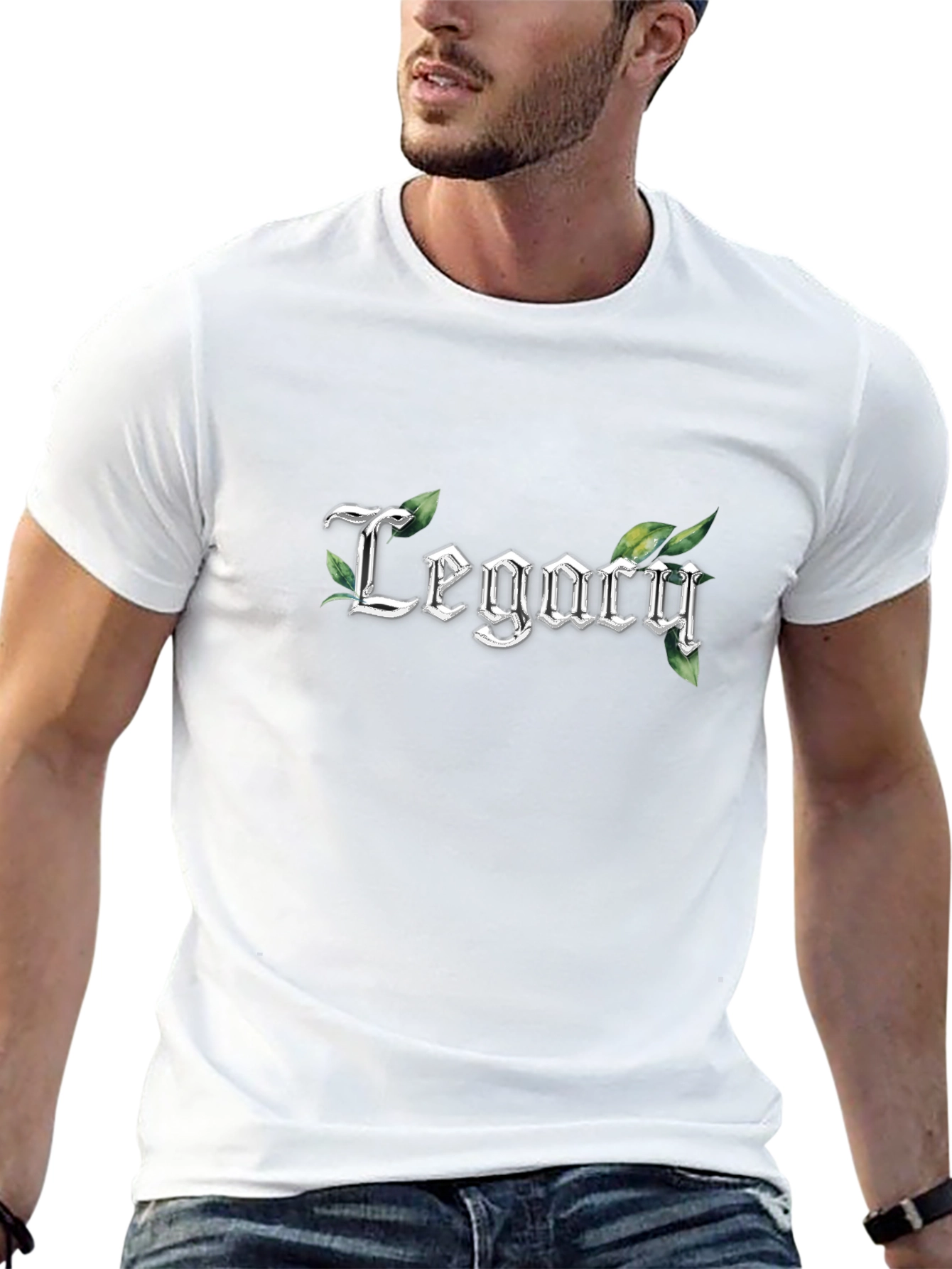 Legacy Tee: Classic Black T-Shirt with Floral Lettering