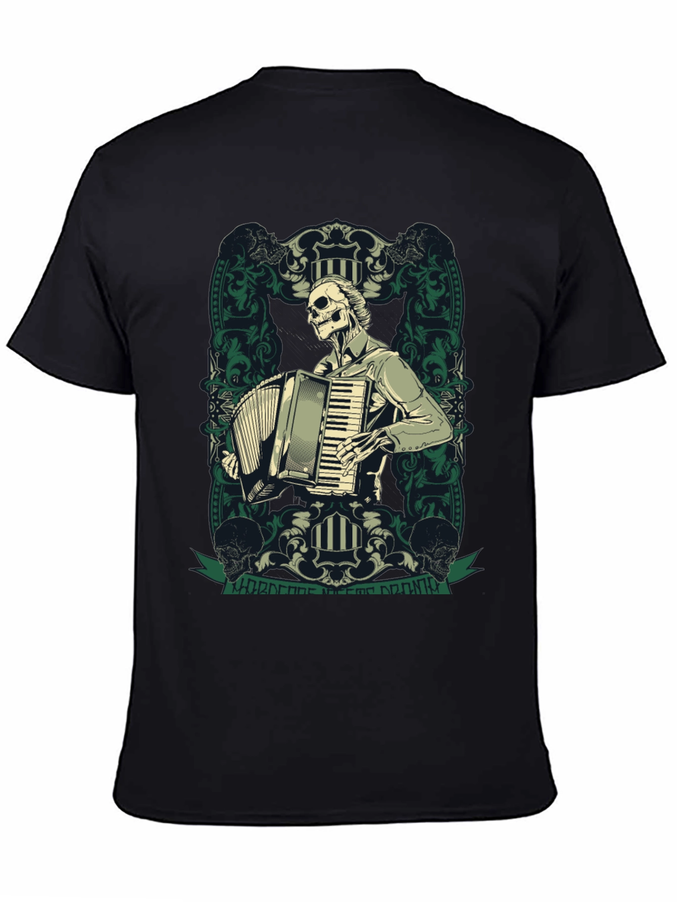 Skeleton Accordion Player Graphic T-Shirt