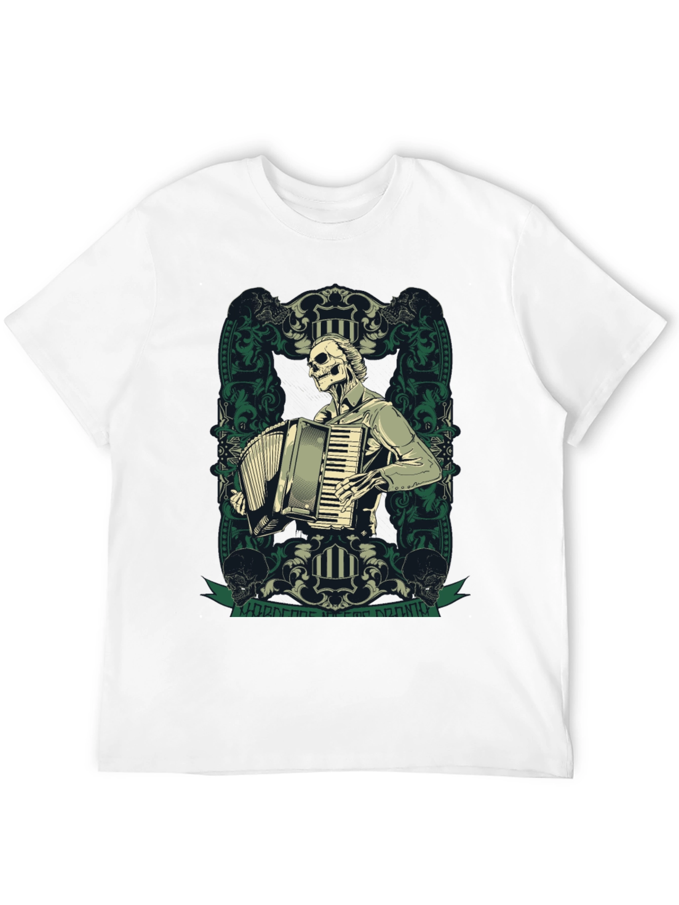 Skeleton Accordion Player Graphic T-Shirt