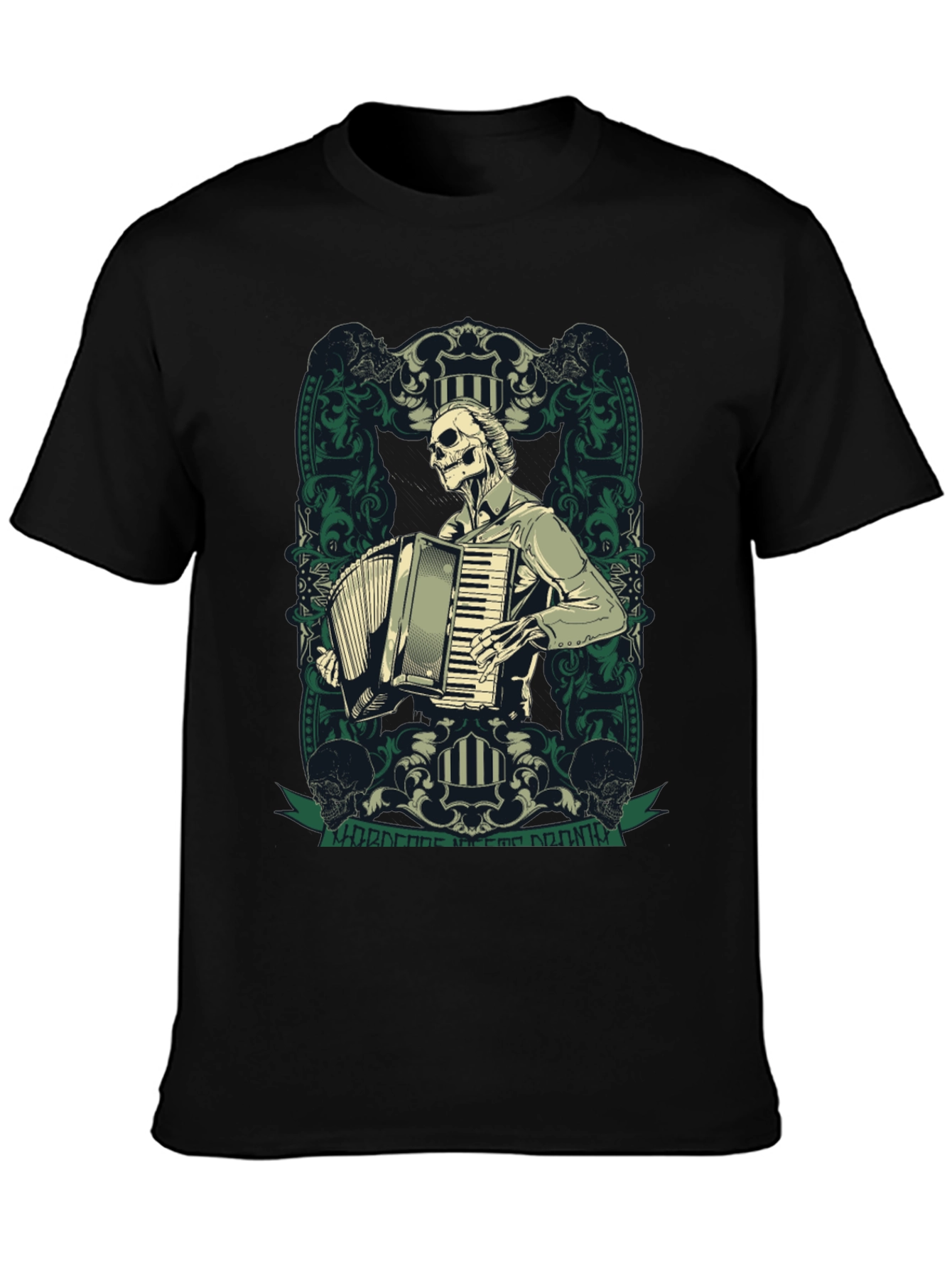 Skeleton Accordion Player Graphic T-Shirt