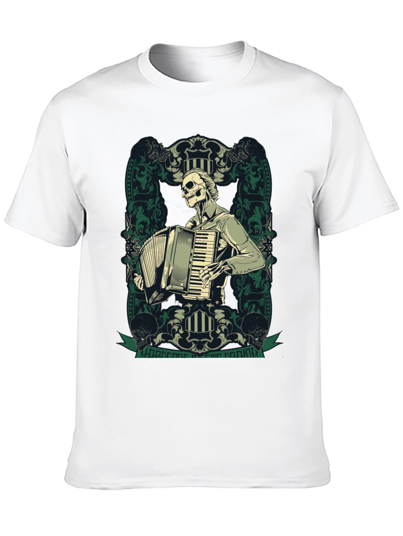 Skeleton Accordion Player Graphic T-Shirt