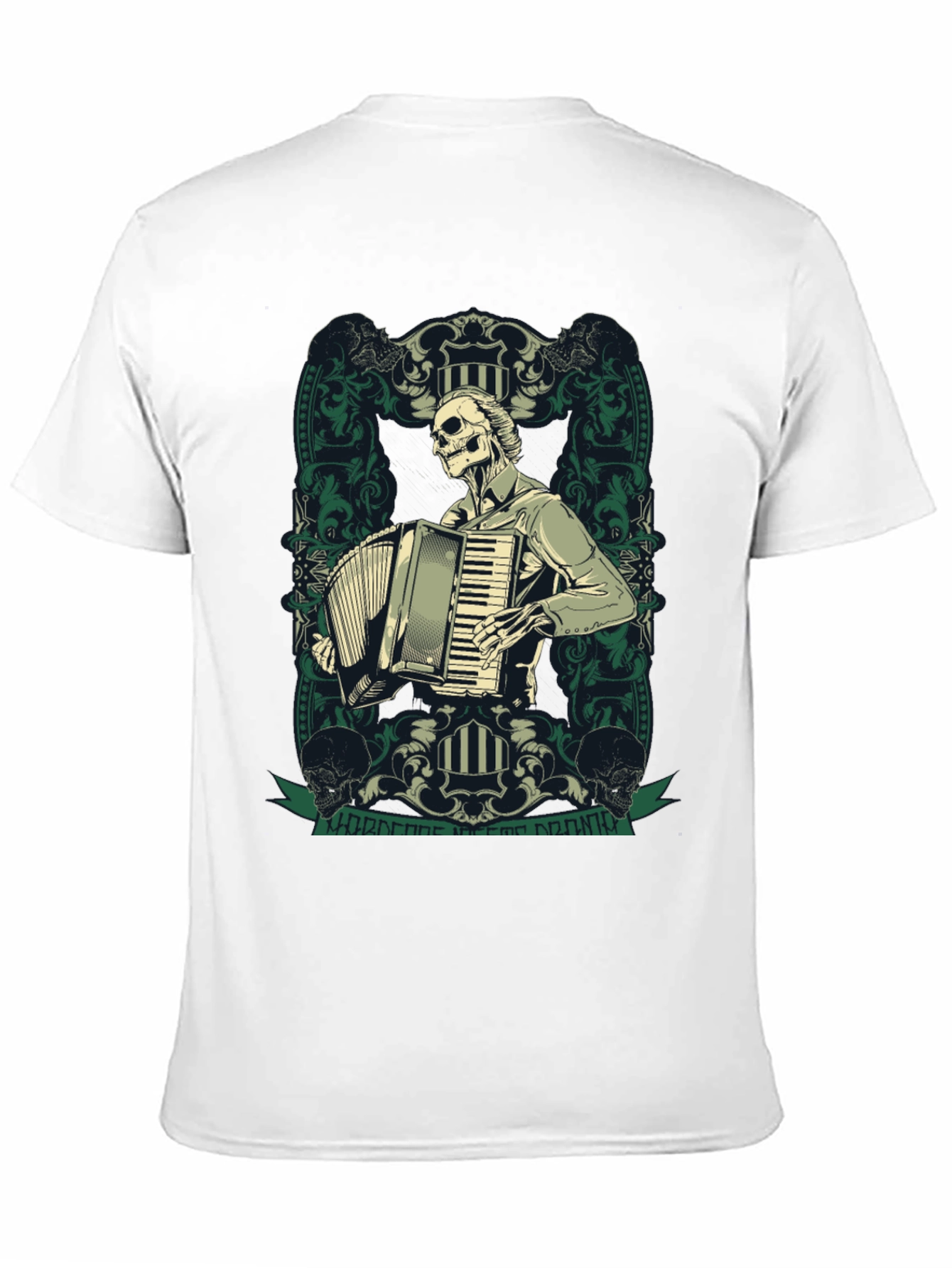 Skeleton Accordion Player Graphic T-Shirt