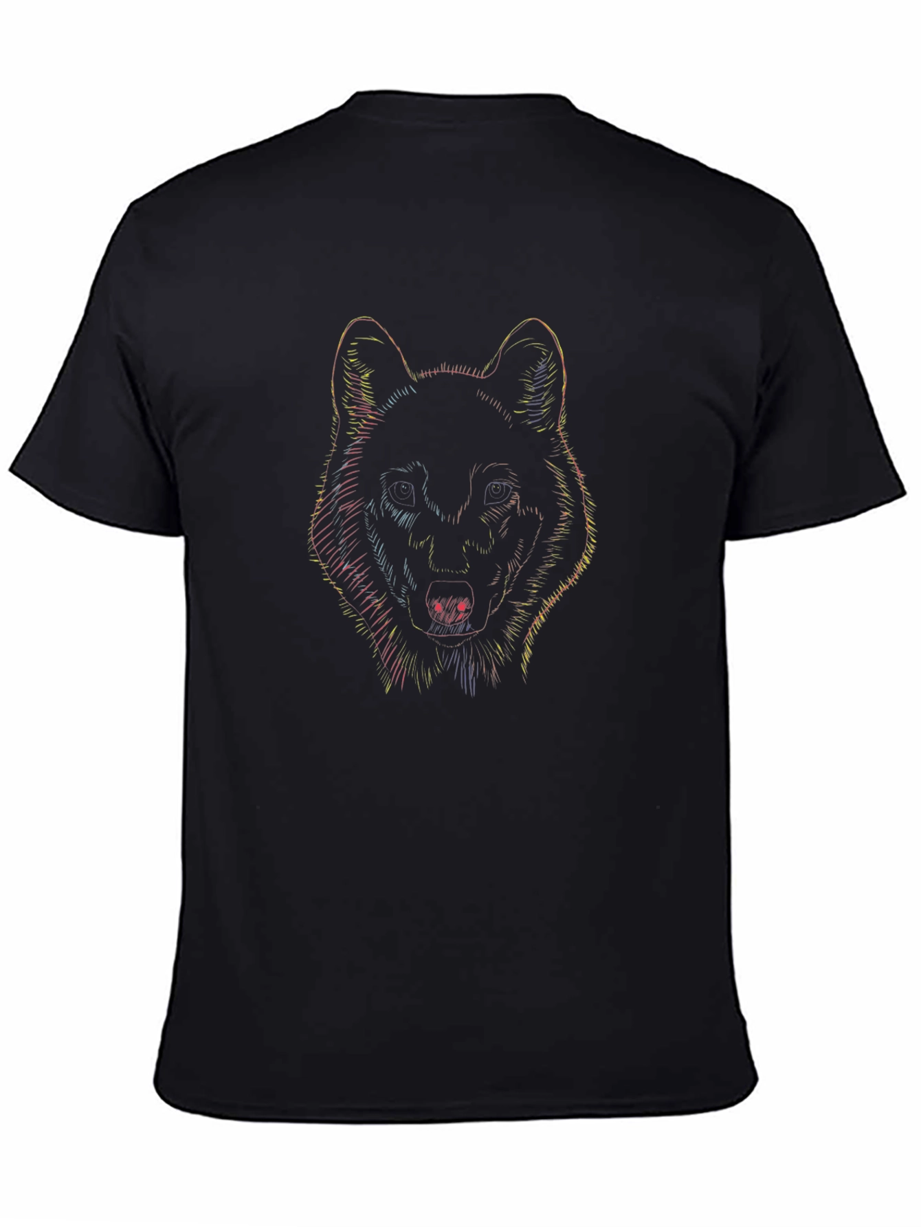 Wolf Graphic Print Black T-Shirt for Men